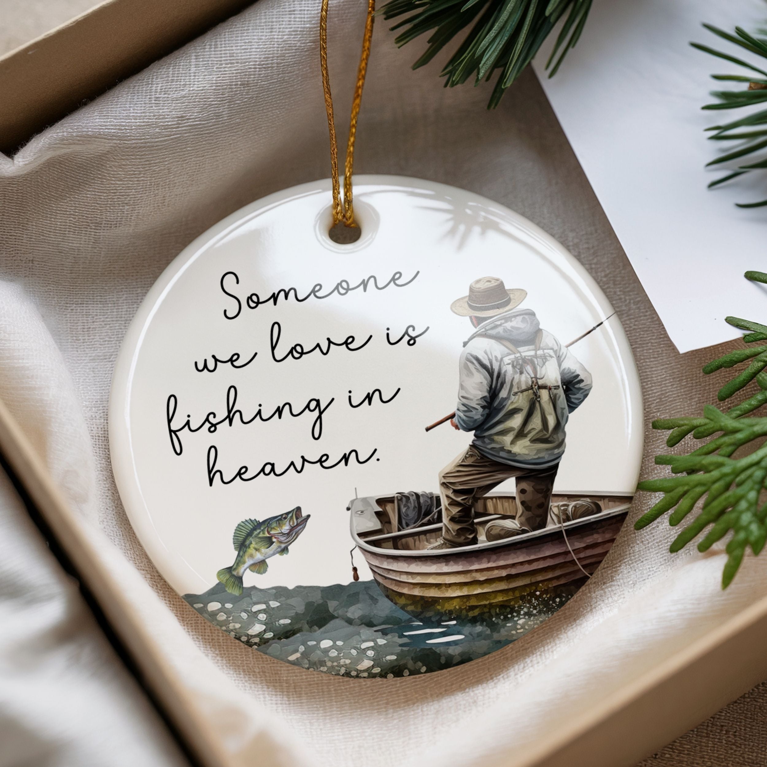 Fishing Memorial Ornament, Fisherman Sympathy Gift, Wholesale Case of 4
