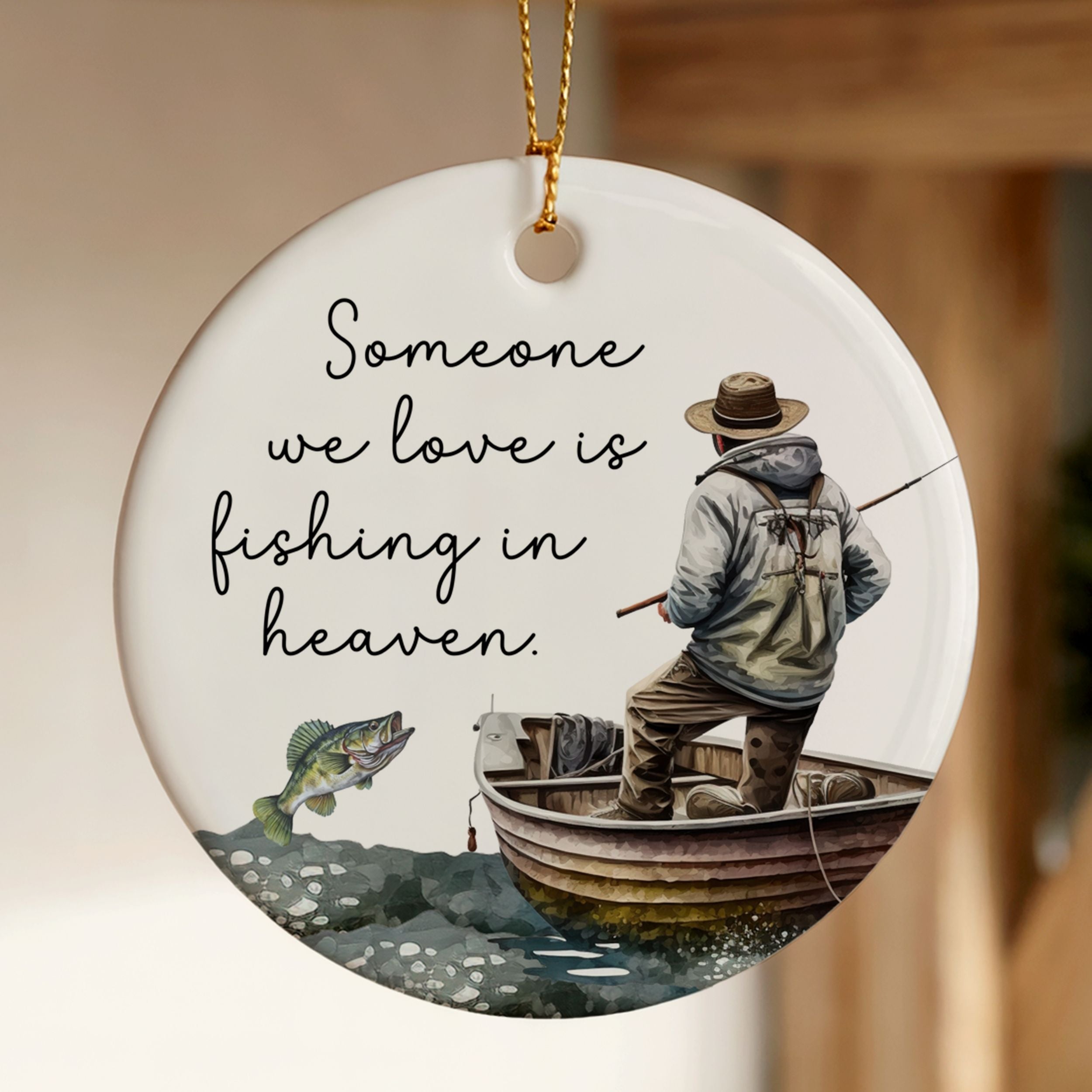 Fishing Memorial Ornament, Fisherman Sympathy Gift, Wholesale Case of 4