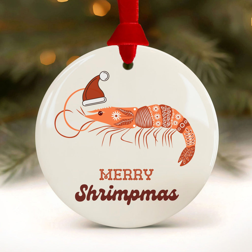 Merry Shrimpmas Christmas Ornament, Funny Coastal Souvenir Gifts, Wholesale Case of 4