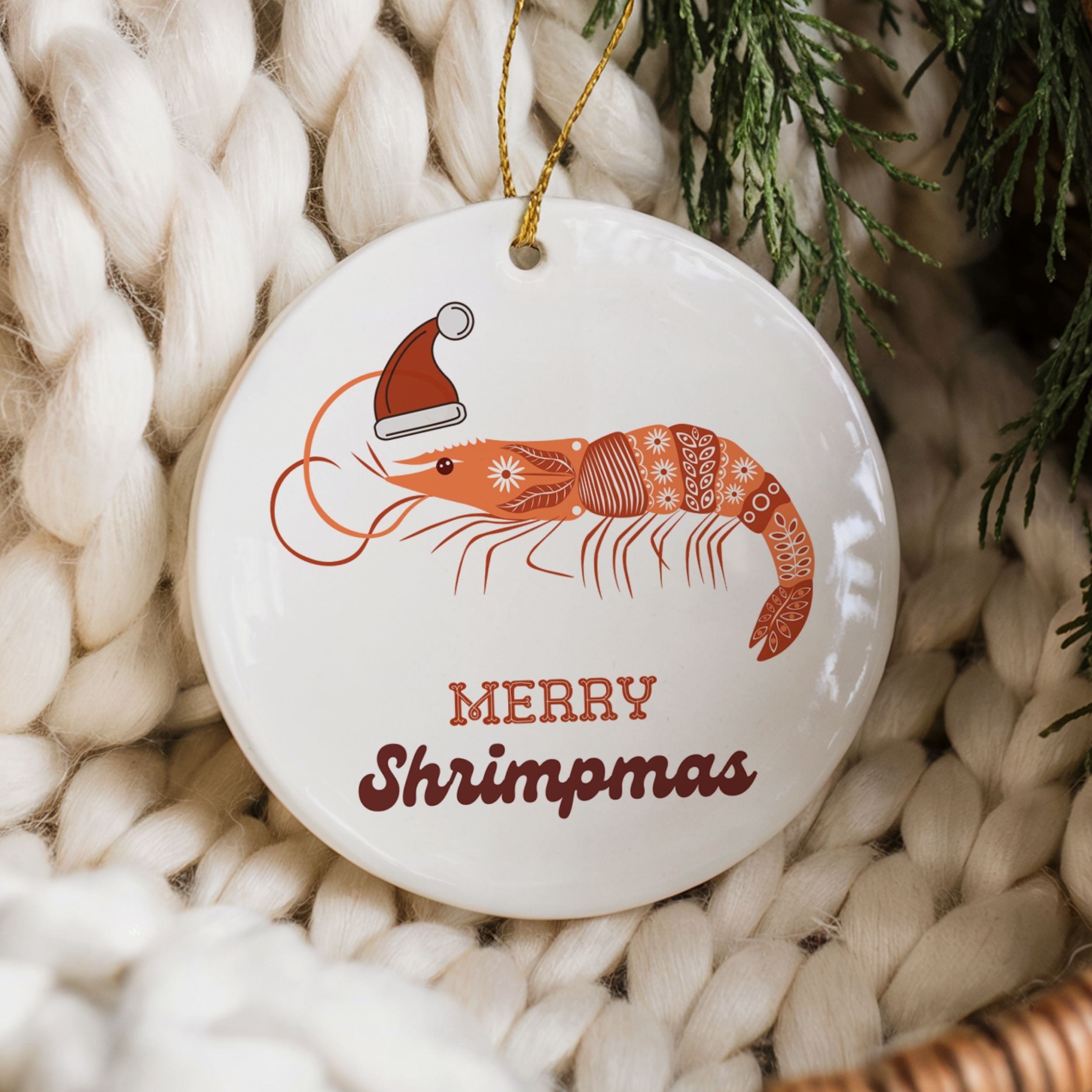 Merry Shrimpmas Christmas Ornament, Funny Coastal Souvenir Gifts, Wholesale Case of 4