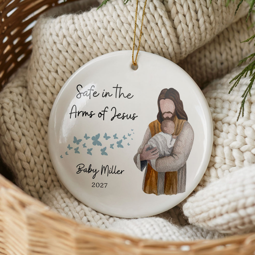 Miscarriage Ornament, Safe in the Arms of Jesus Pregnancy Loss Gift
