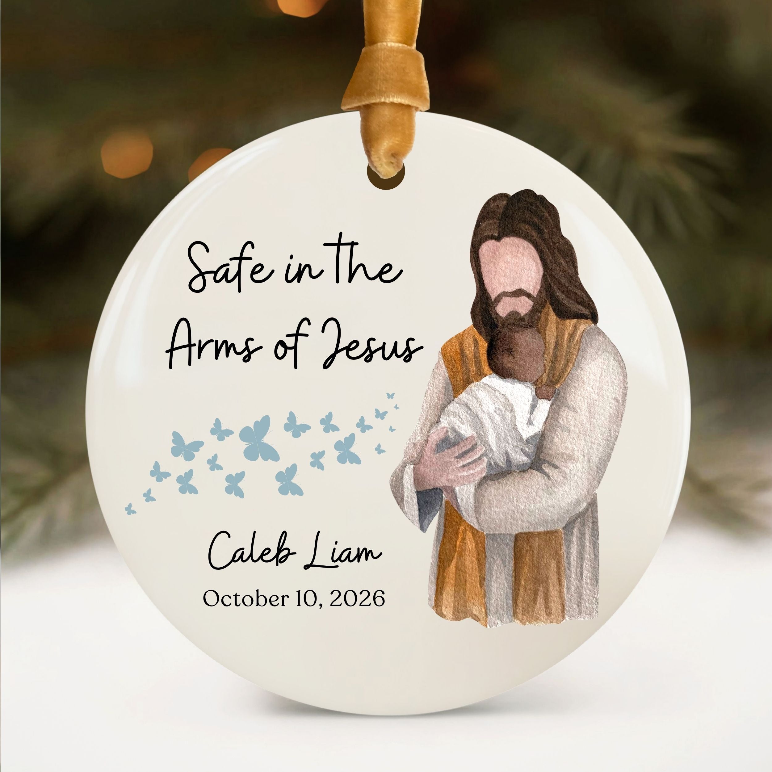 Miscarriage Ornament, Safe in the Arms of Jesus Pregnancy Loss Gift