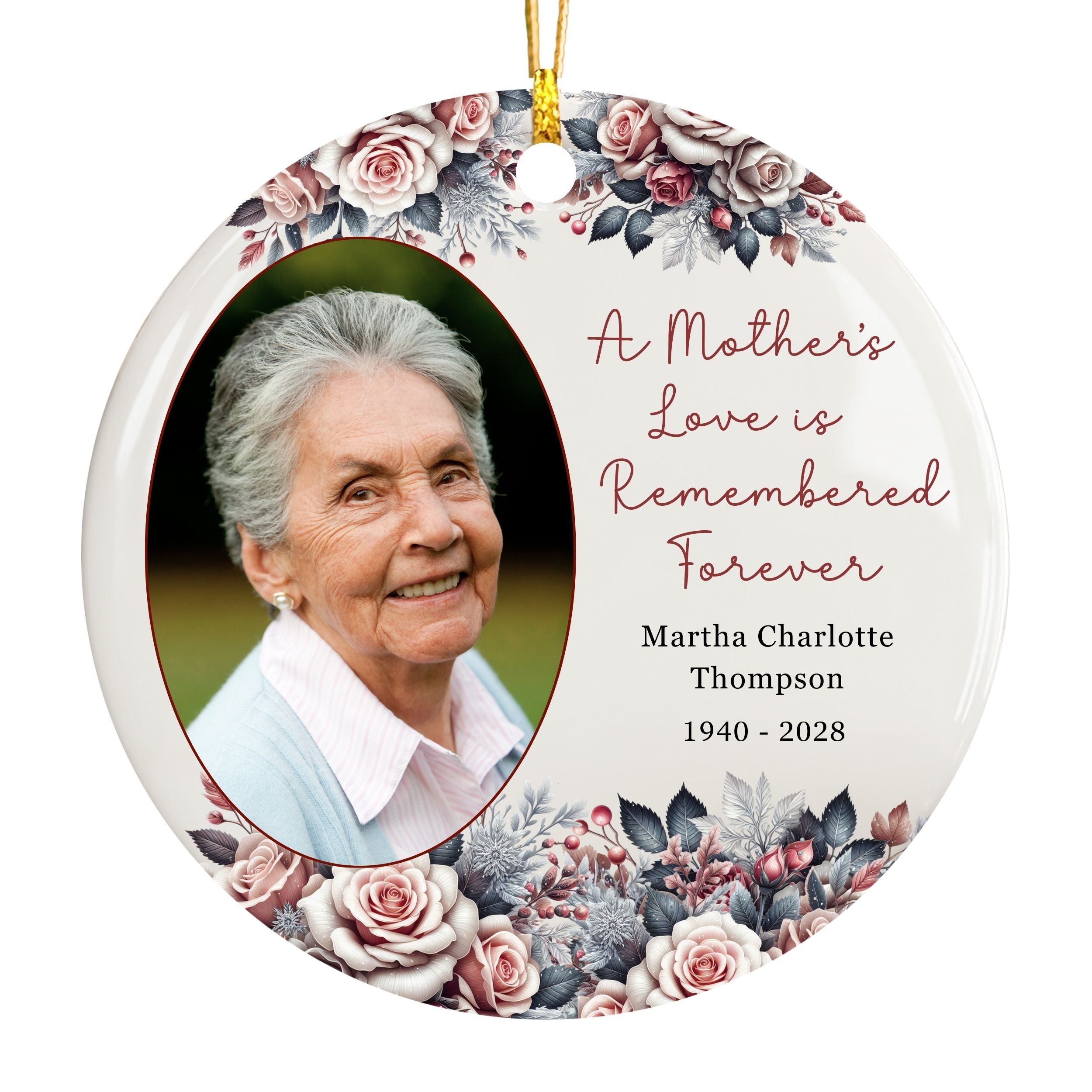 Mom Memorial Photo Ornament, Personalized Sympathy Gift