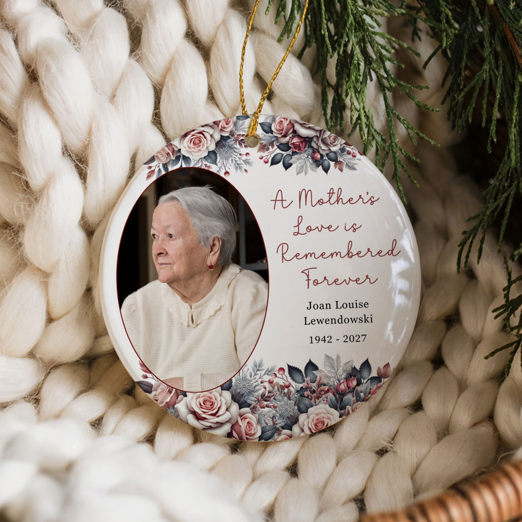 Mom Memorial Photo Ornament, Personalized Sympathy Gift