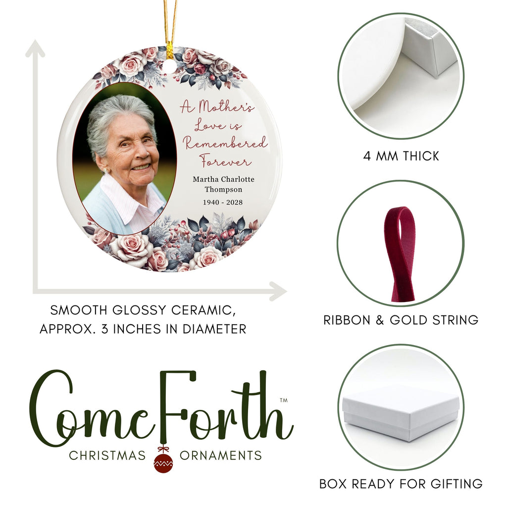 Mom Memorial Photo Ornament, Personalized Sympathy Gift