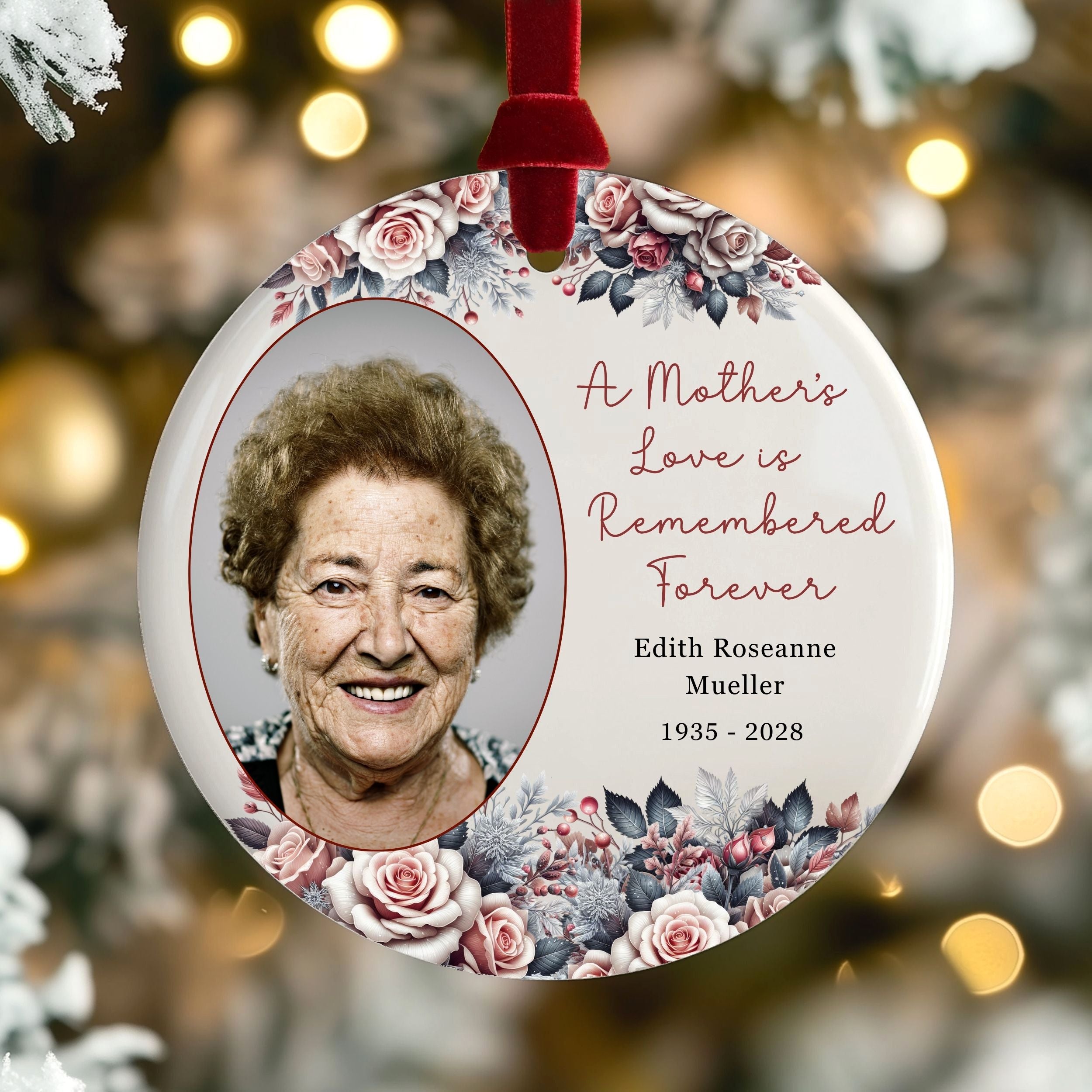 Mom Memorial Photo Ornament, Personalized Sympathy Gift