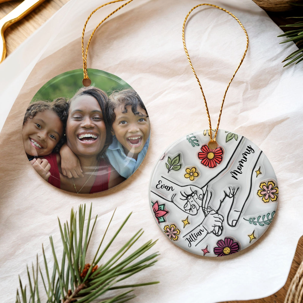 Mom Ornament, Personalized Holding Hands Mother's Day Keepsake