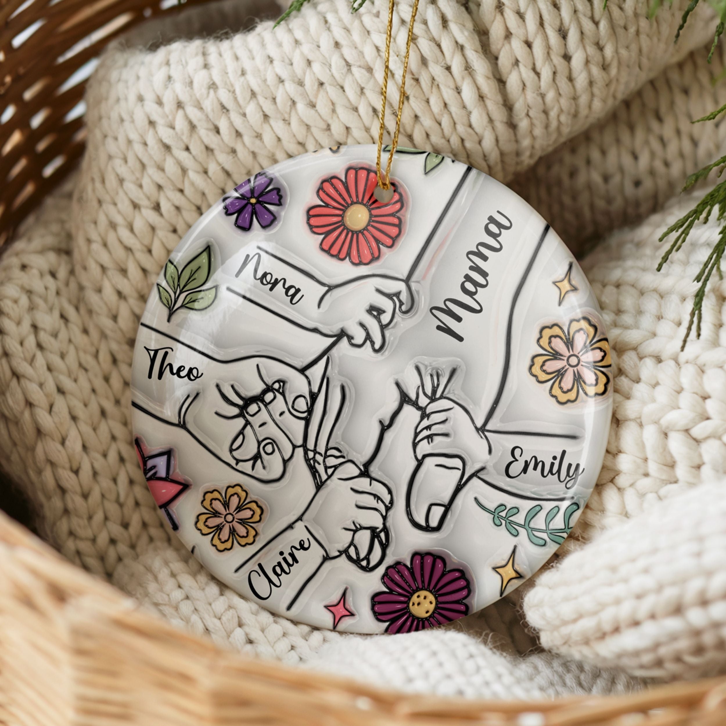 Mom Ornament, Personalized Holding Hands Mother's Day Keepsake