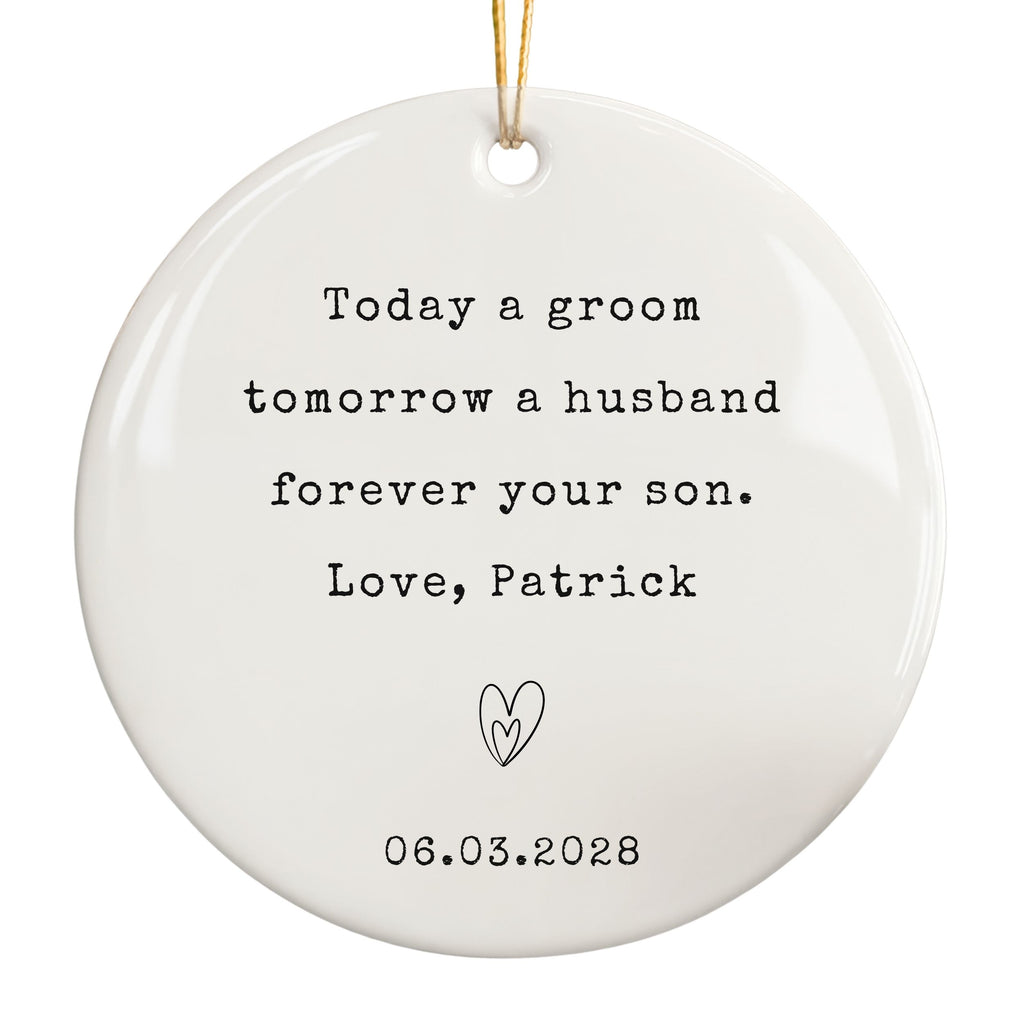 Mother of the Groom Ornament, Personalized Wedding Day Gift