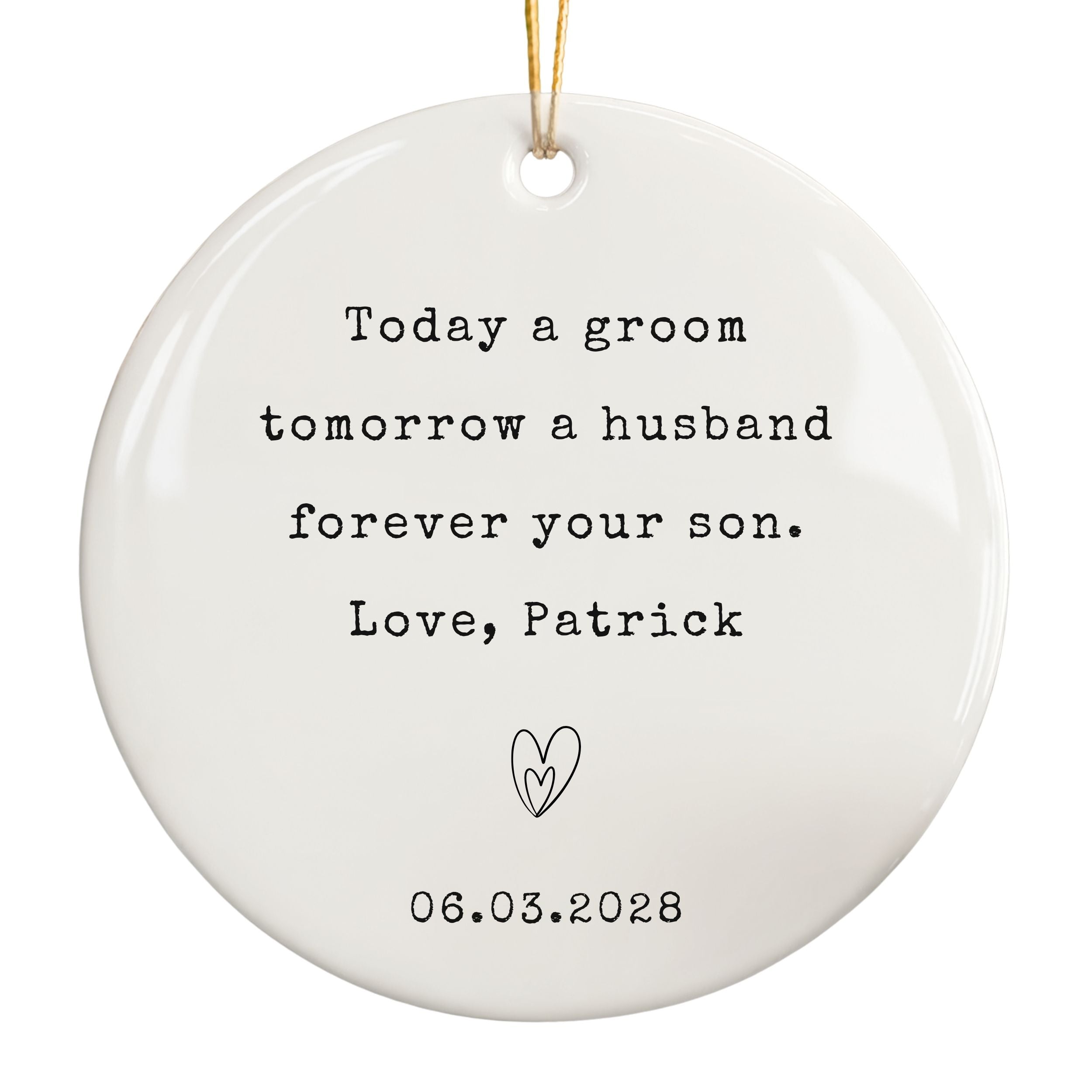 Mother of the Groom Ornament, Personalized Wedding Day Gift