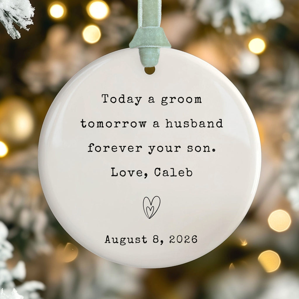 Mother of the Groom Ornament, Personalized Wedding Day Gift
