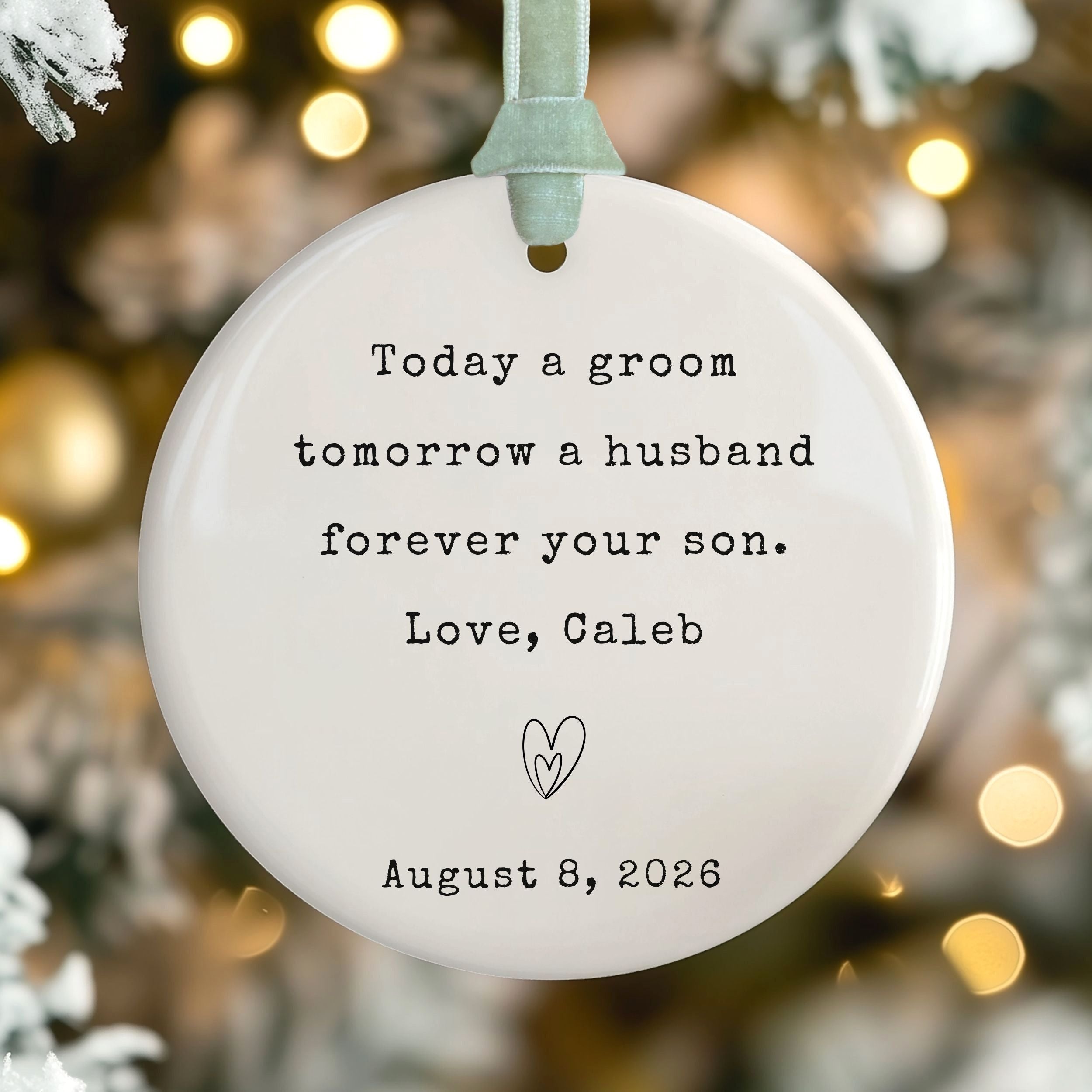 Mother of the Groom Ornament, Personalized Wedding Day Gift