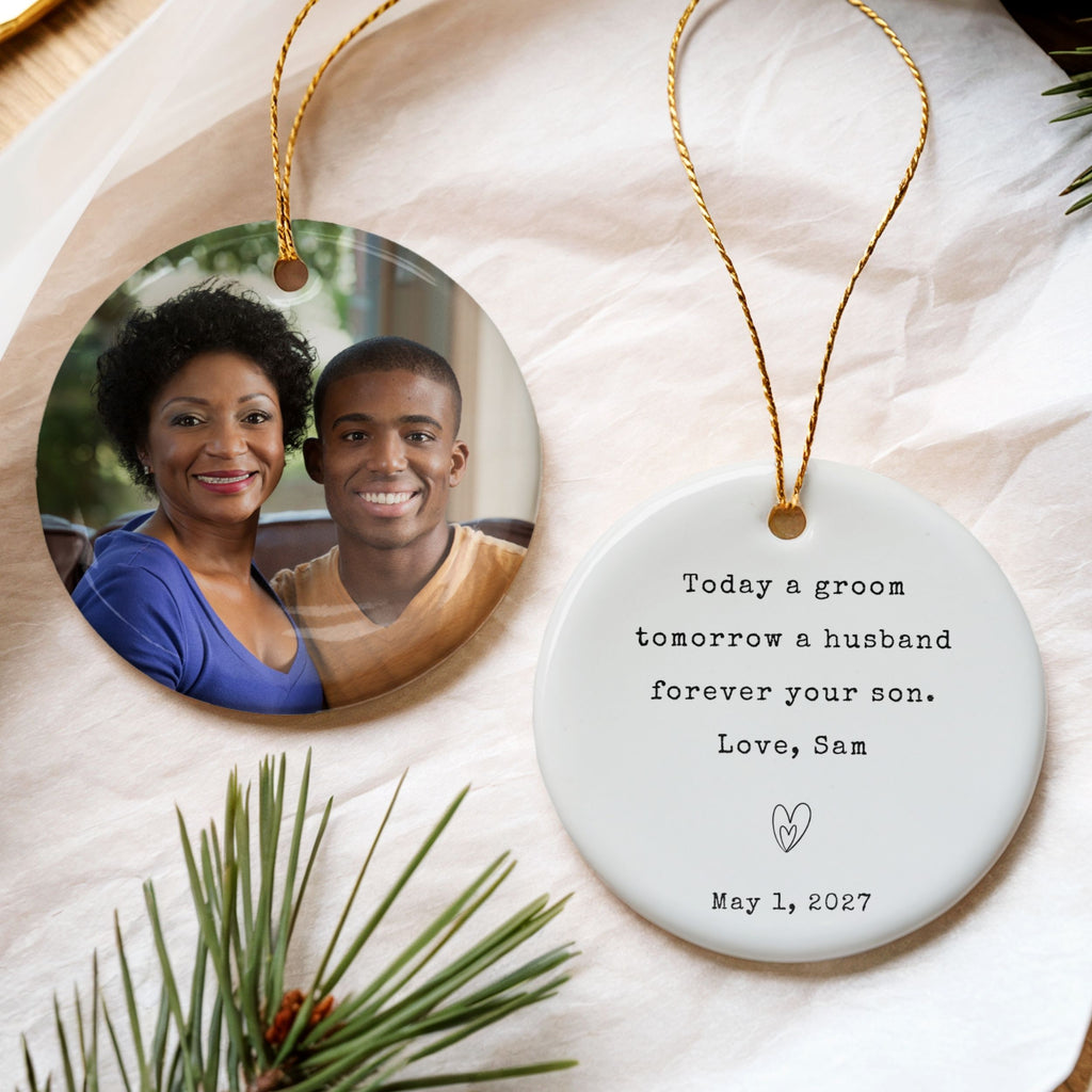 Mother of the Groom Ornament, Personalized Wedding Day Gift