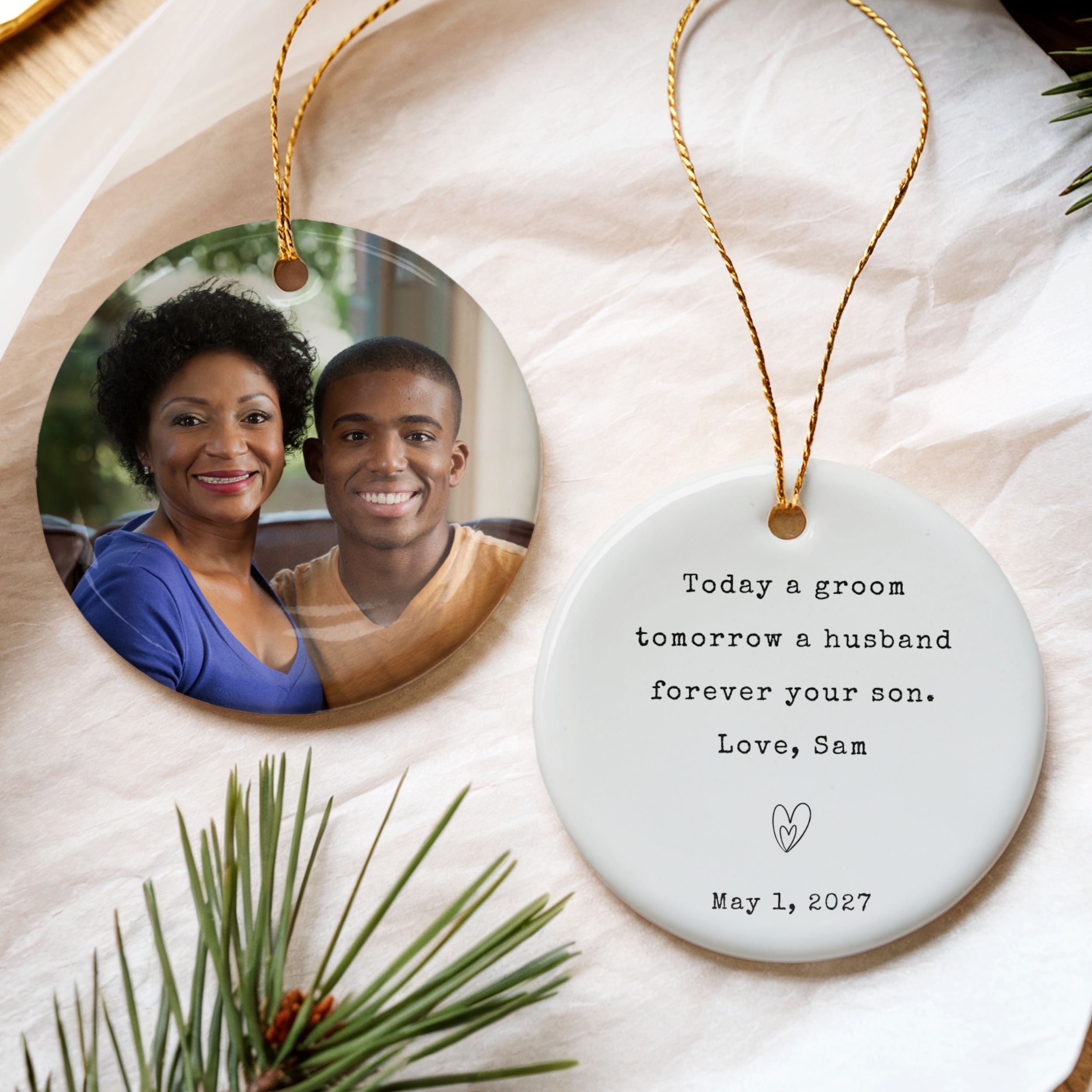 Mother of the Groom Ornament, Personalized Wedding Day Gift