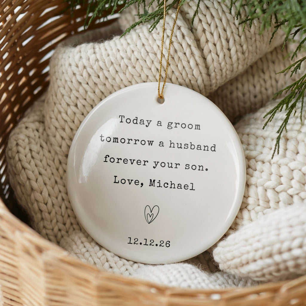 Mother of the Groom Ornament, Personalized Wedding Day Gift