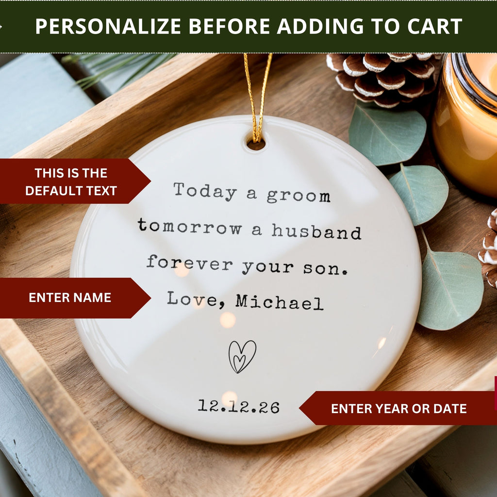 Mother of the Groom Ornament, Personalized Wedding Day Gift