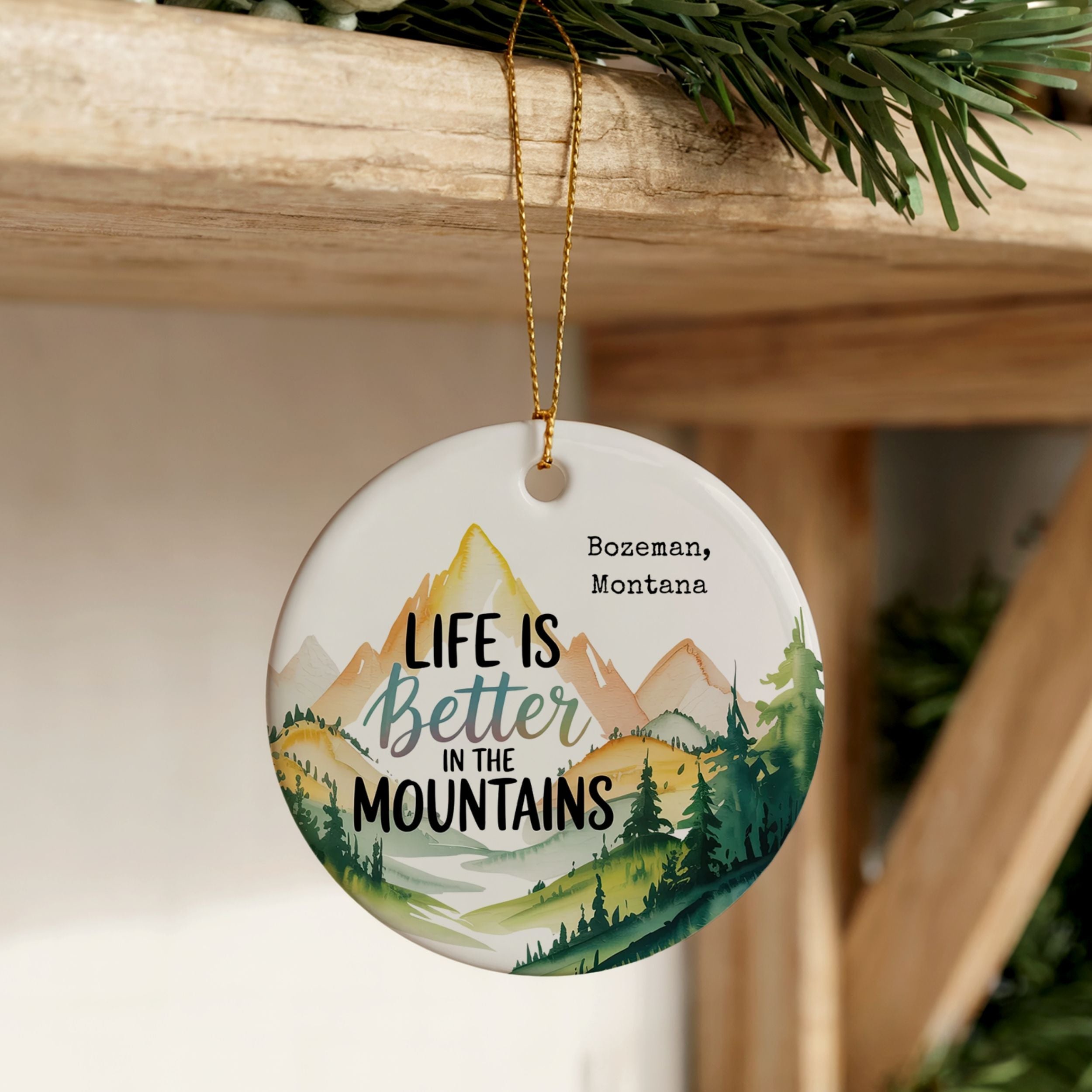 Mountain Christmas Ornament, Life is Better in the Mountains Resort Gift, Wholesale Case of 4