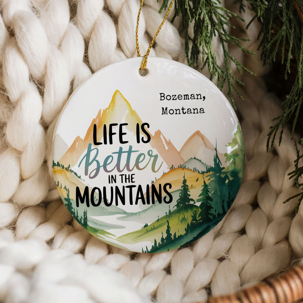Mountain Christmas Ornament, Life is Better in the Mountains Resort Gift, Wholesale Case of 4