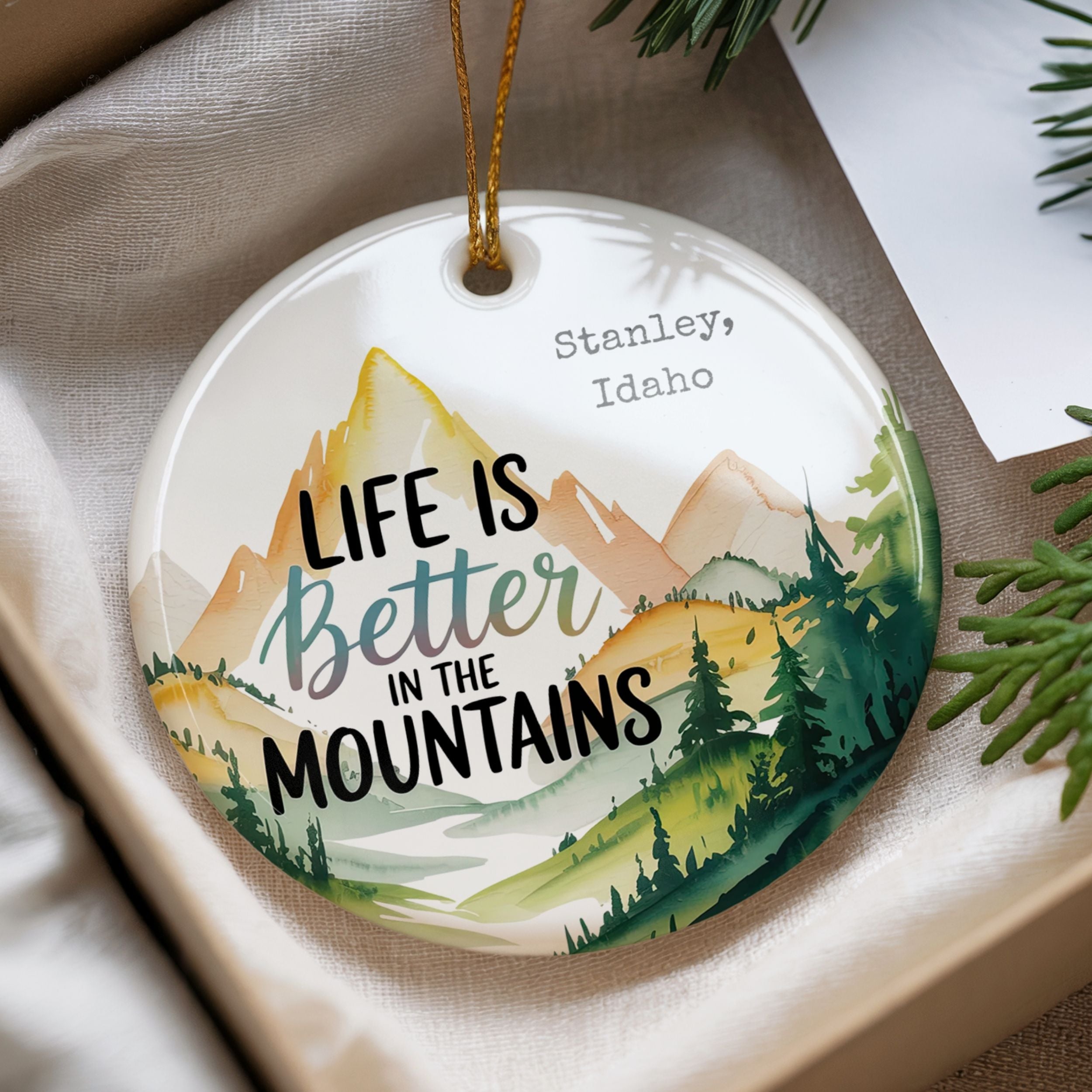 Mountain Christmas Ornament, Life is Better in the Mountains Resort Gift, Wholesale Case of 4