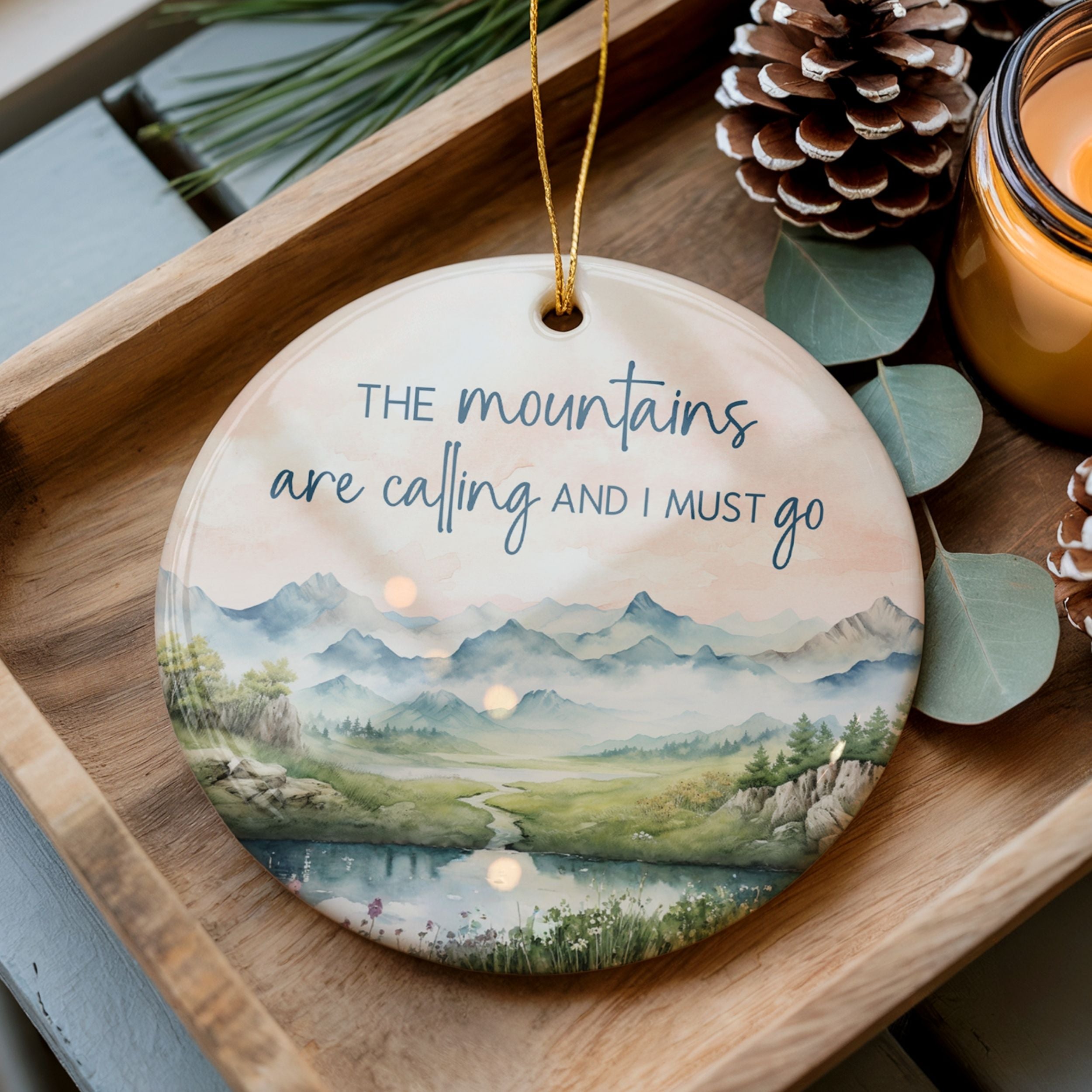 Mountains are Calling Ornament, Hiking Christmas Gifts, Wholesale Case of 4