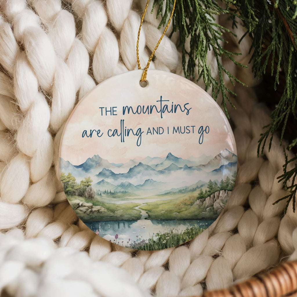 Mountains are Calling Ornament, Hiking Christmas Gifts, Wholesale Case of 4