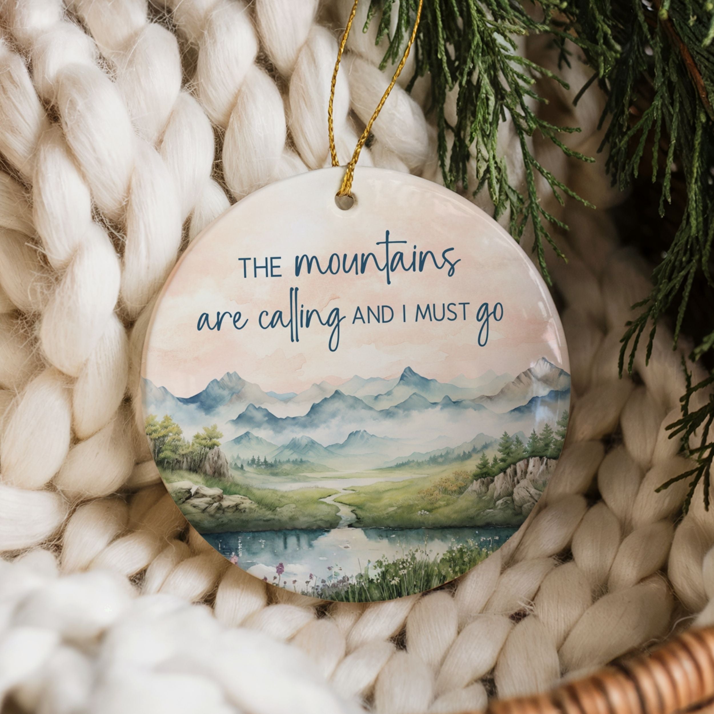Mountains are Calling Ornament, Hiking Christmas Gifts, Wholesale Case of 4