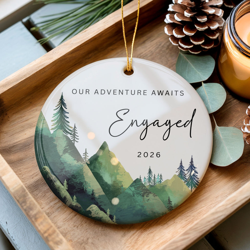 Engaged Ornament 2026, Mountain Hiking Engagement Gifts, Wholesale Case of 4