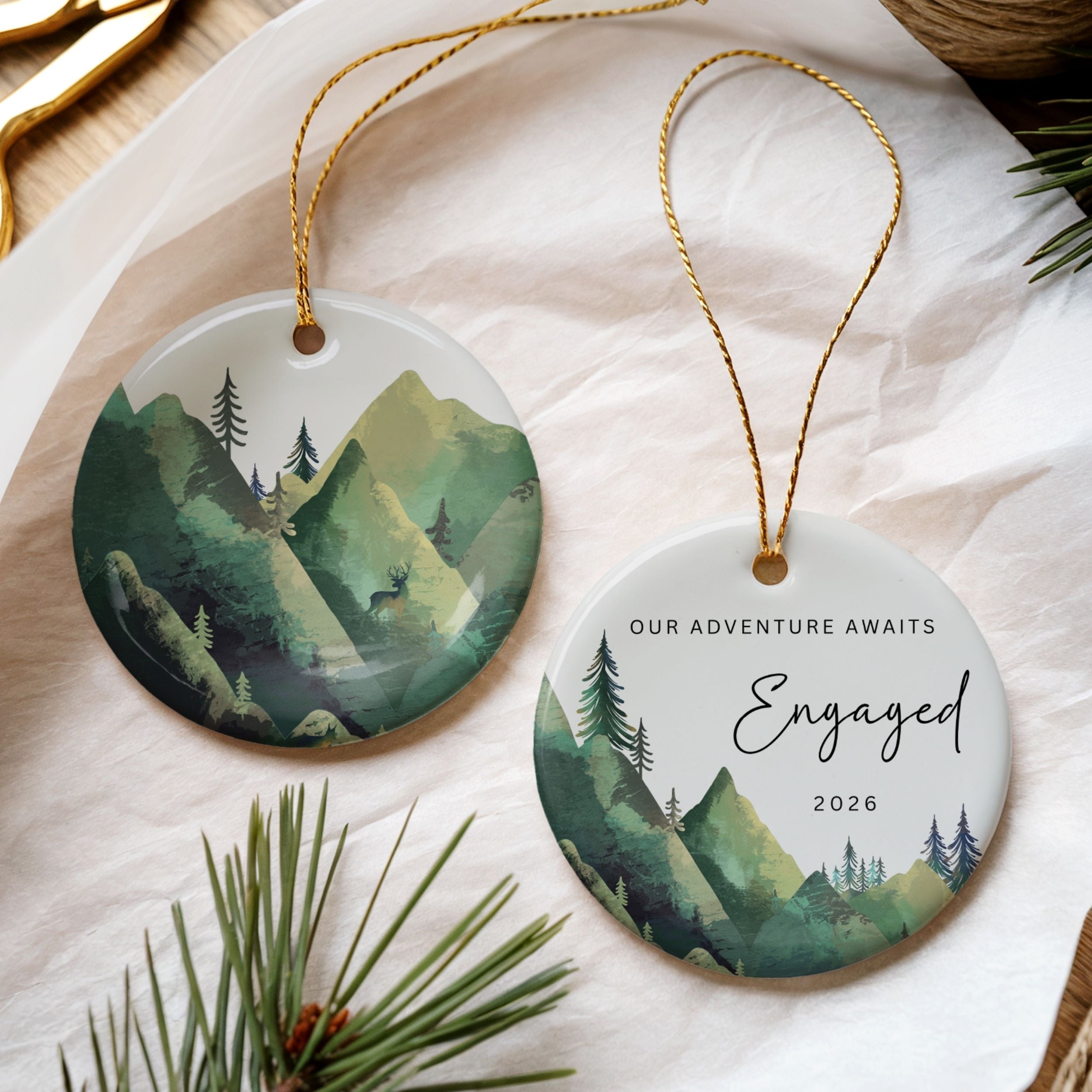 Engaged Ornament 2026, Mountain Hiking Engagement Gifts, Wholesale Case of 4