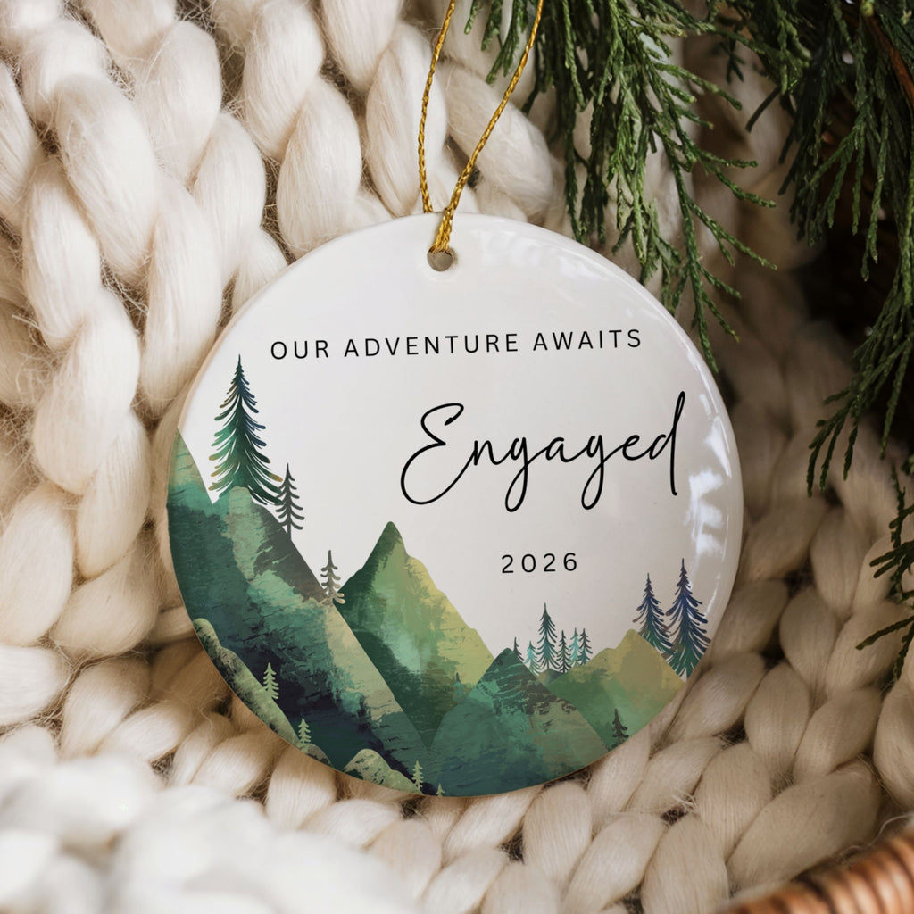 Engaged Ornament 2026, Mountain Hiking Engagement Gifts, Wholesale Case of 4