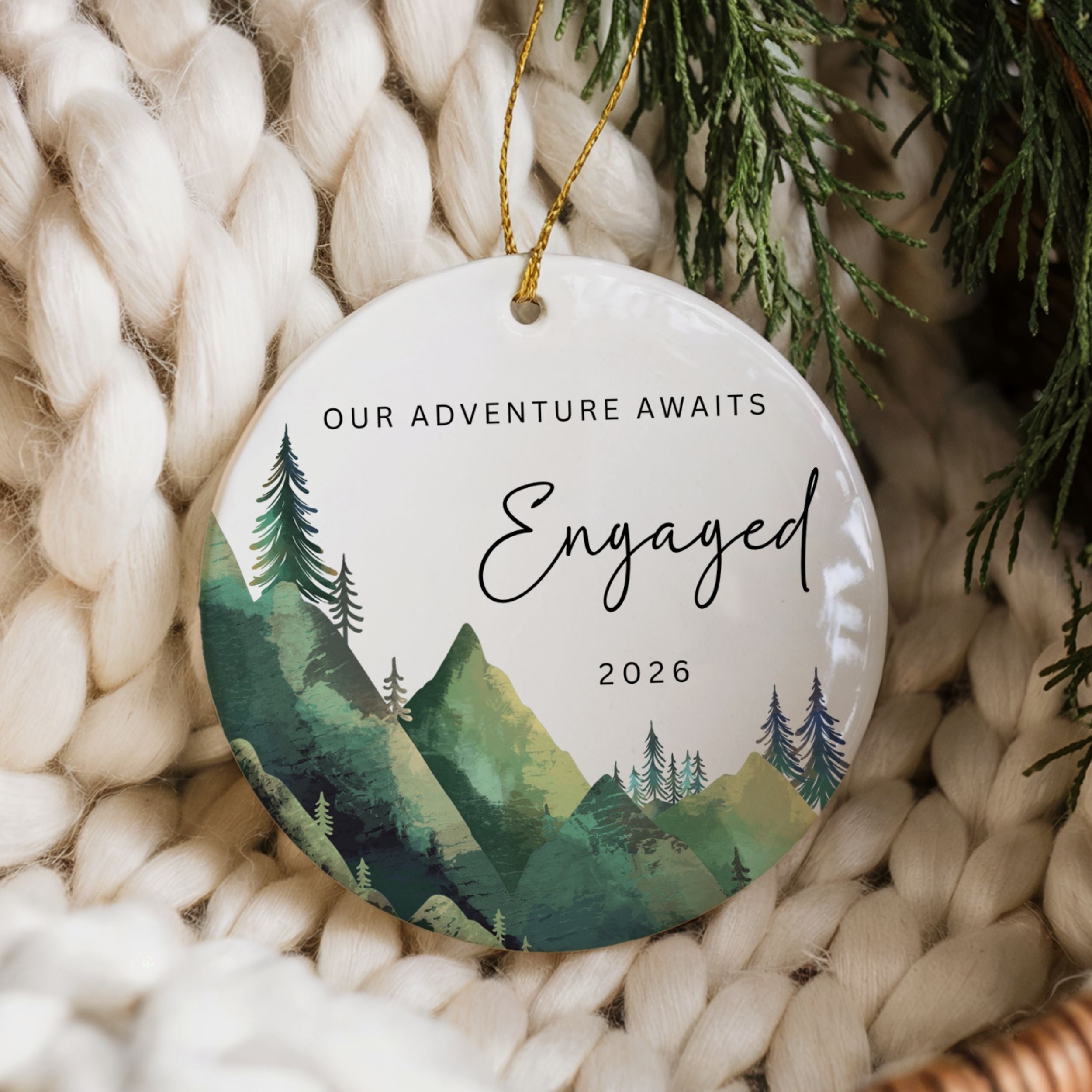 Engaged Ornament 2026, Mountain Hiking Engagement Gifts, Wholesale Case of 4