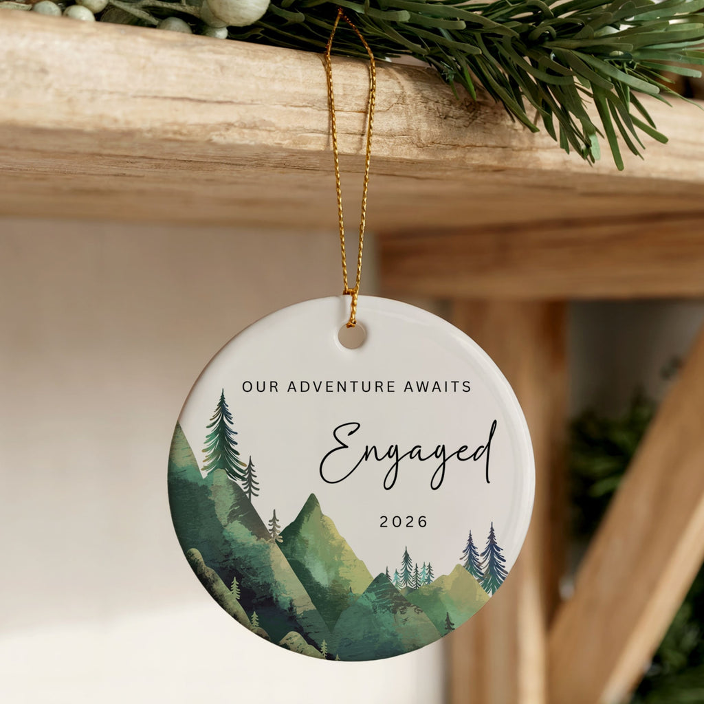 Engaged Ornament 2026, Mountain Hiking Engagement Gifts, Wholesale Case of 4