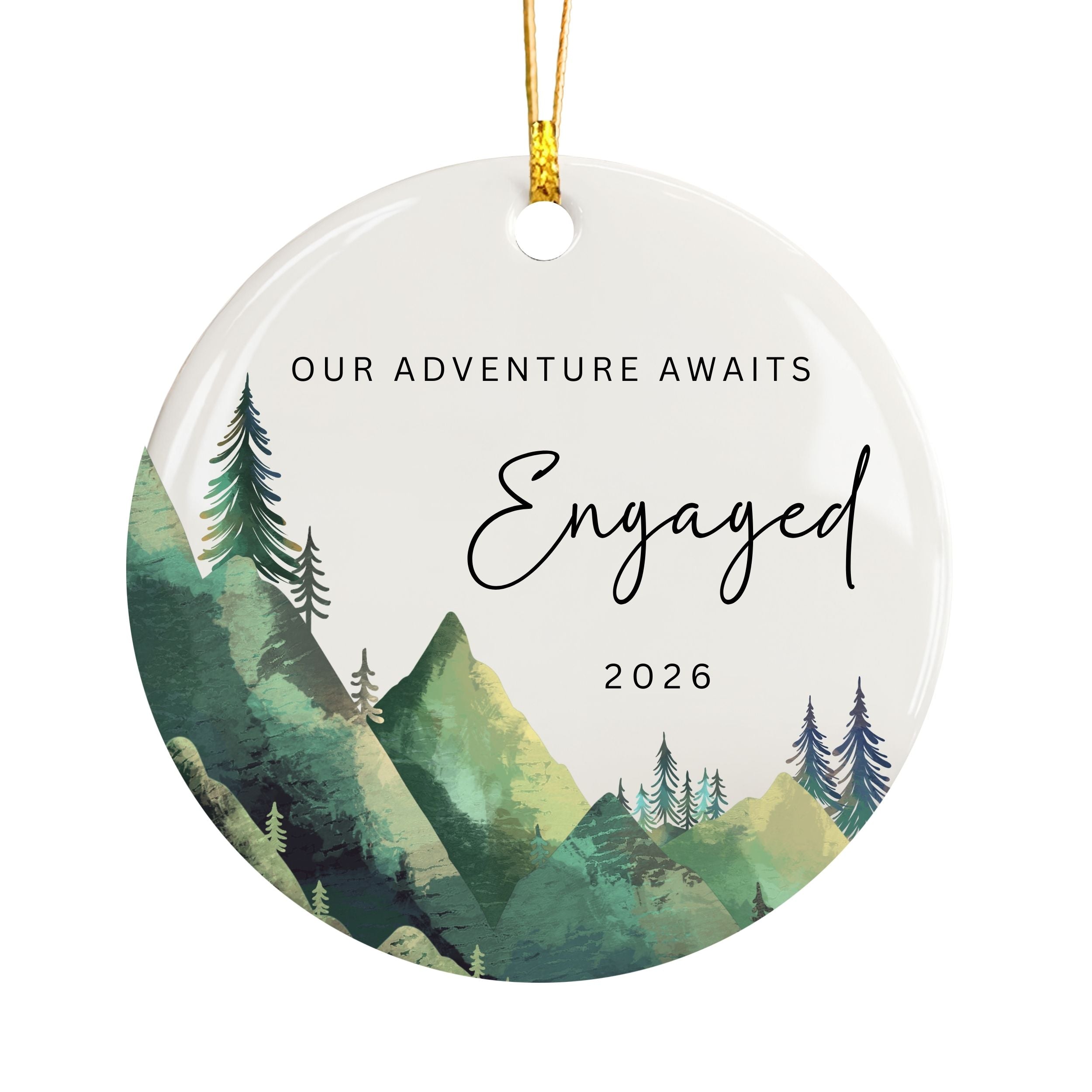 Engaged Ornament 2026, Mountain Hiking Engagement Gifts, Wholesale Case of 4