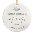 First Christmas Married Ornament, Personalized Wedding Gift