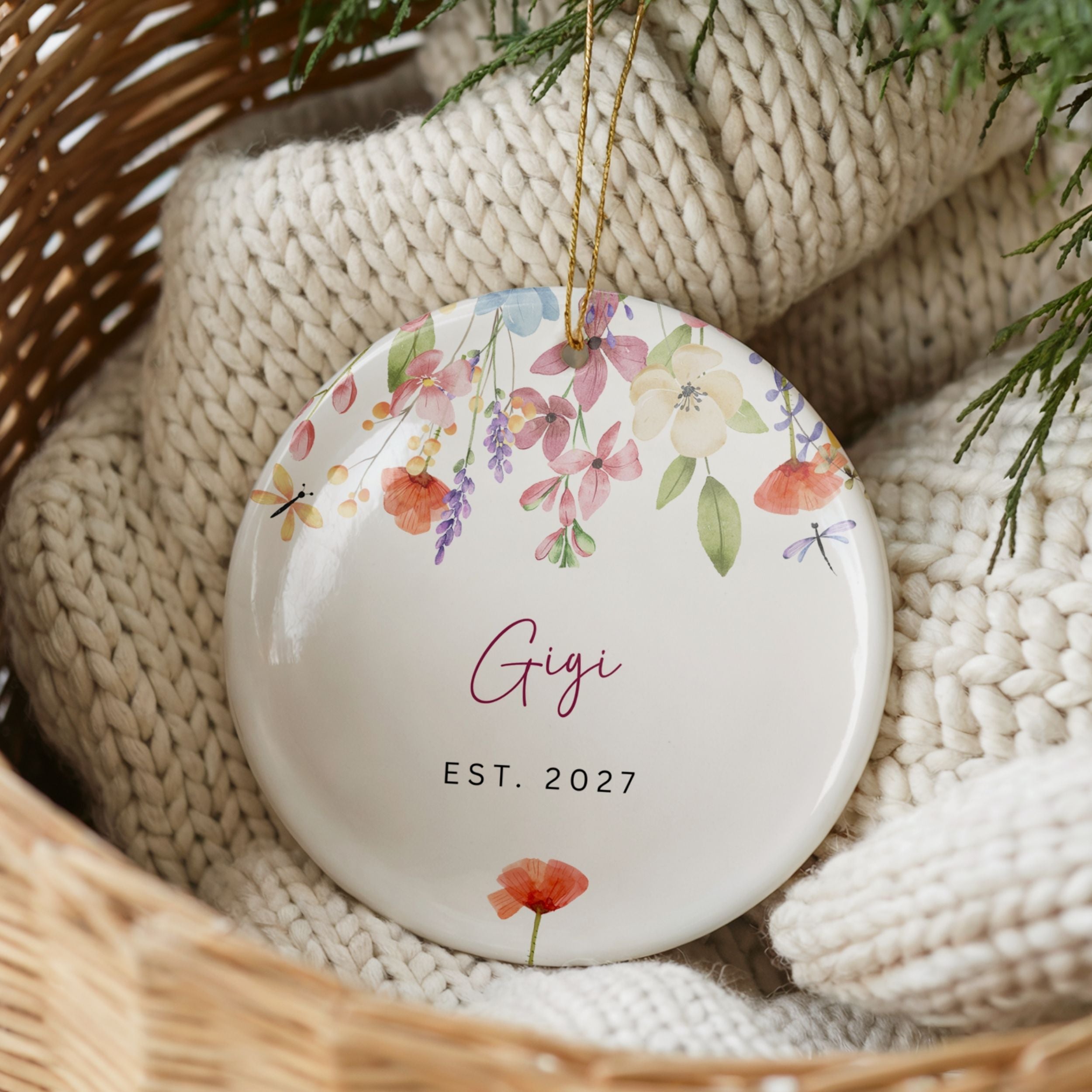 New Grandma Ornament, Personalized Promoted to Grandma Gifts