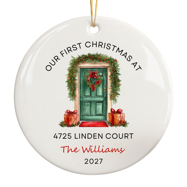 New Home Ornament, Personalized Address First Christmas Keepsake