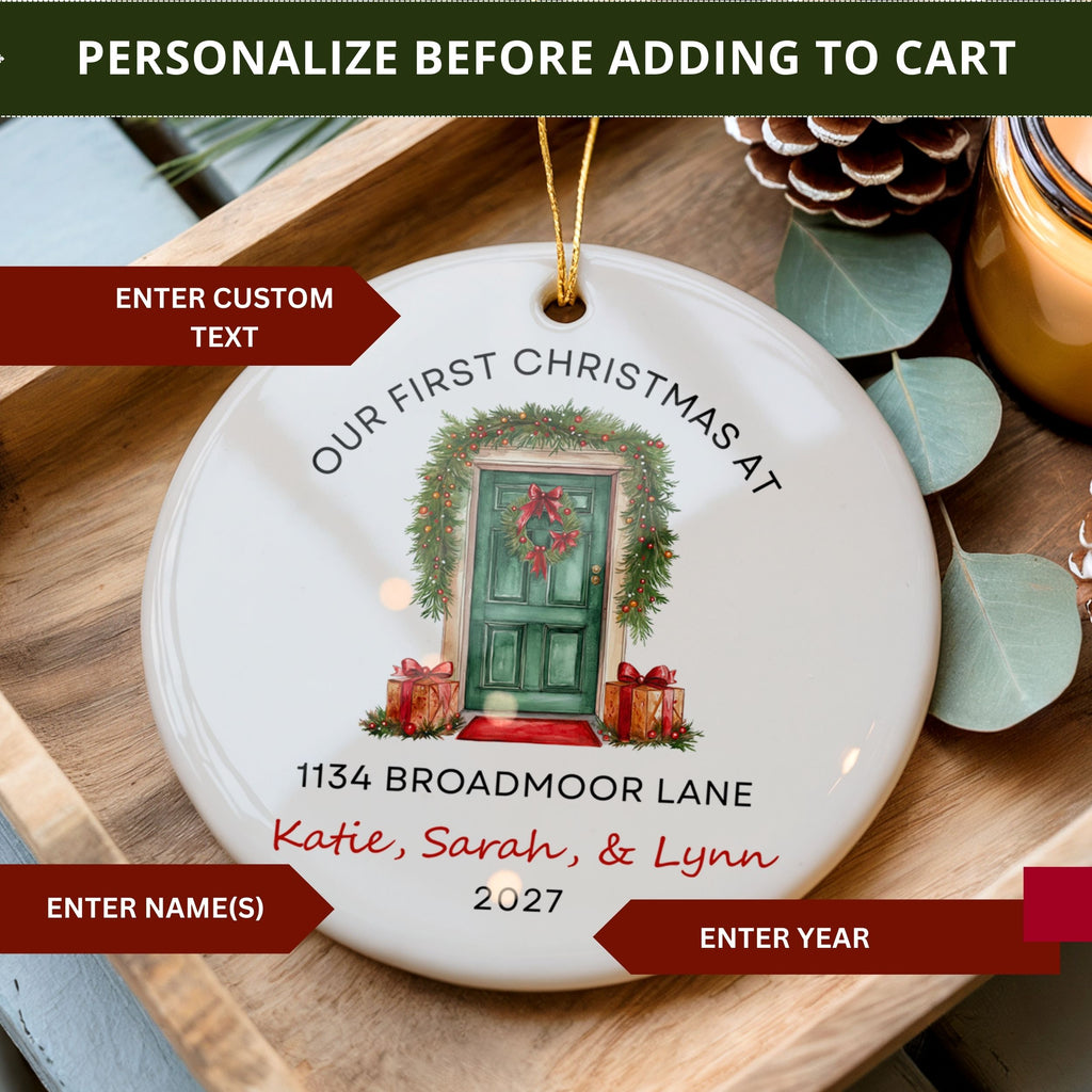 New Home Ornament, Personalized Address First Christmas Keepsake