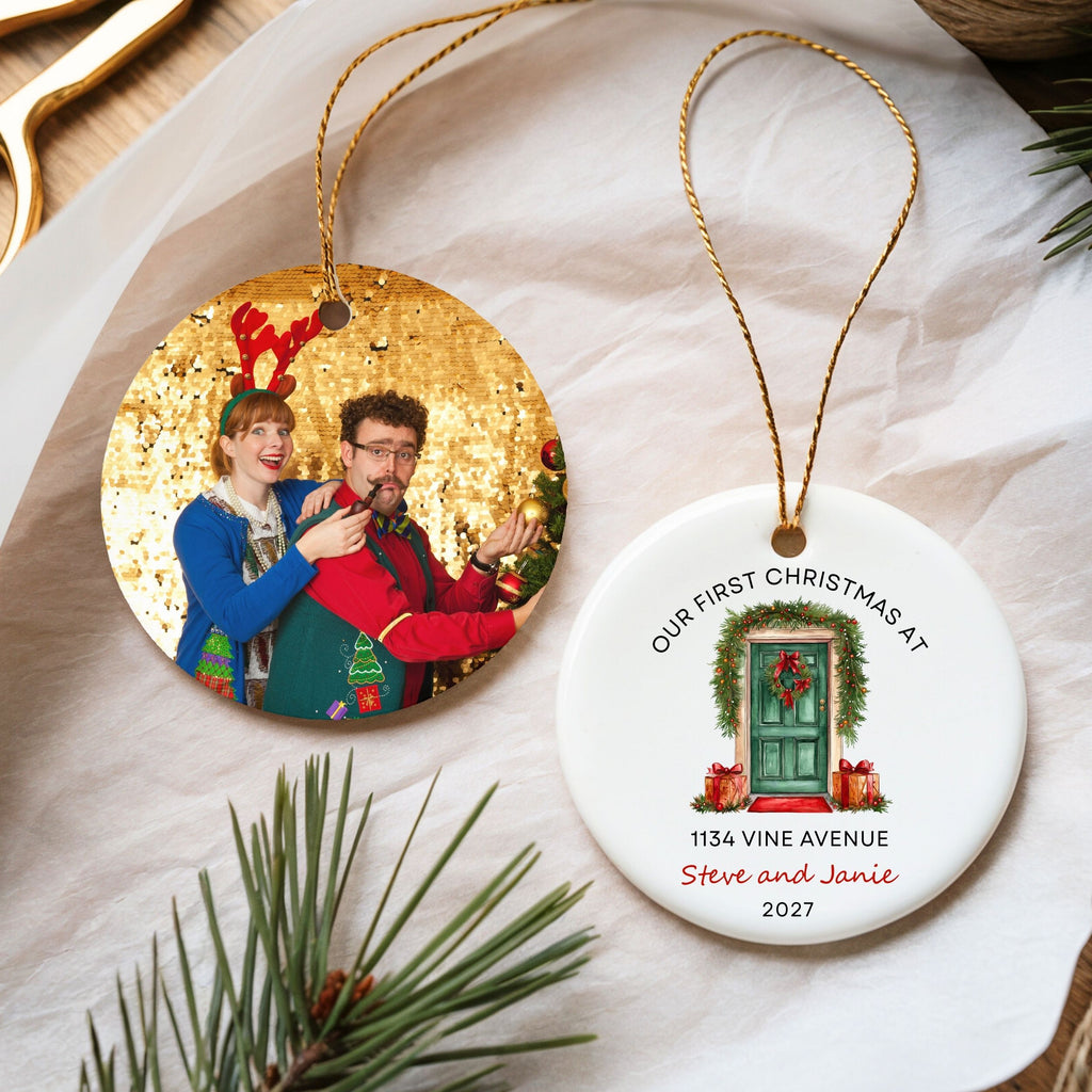 New Home Ornament, Personalized Address First Christmas Keepsake