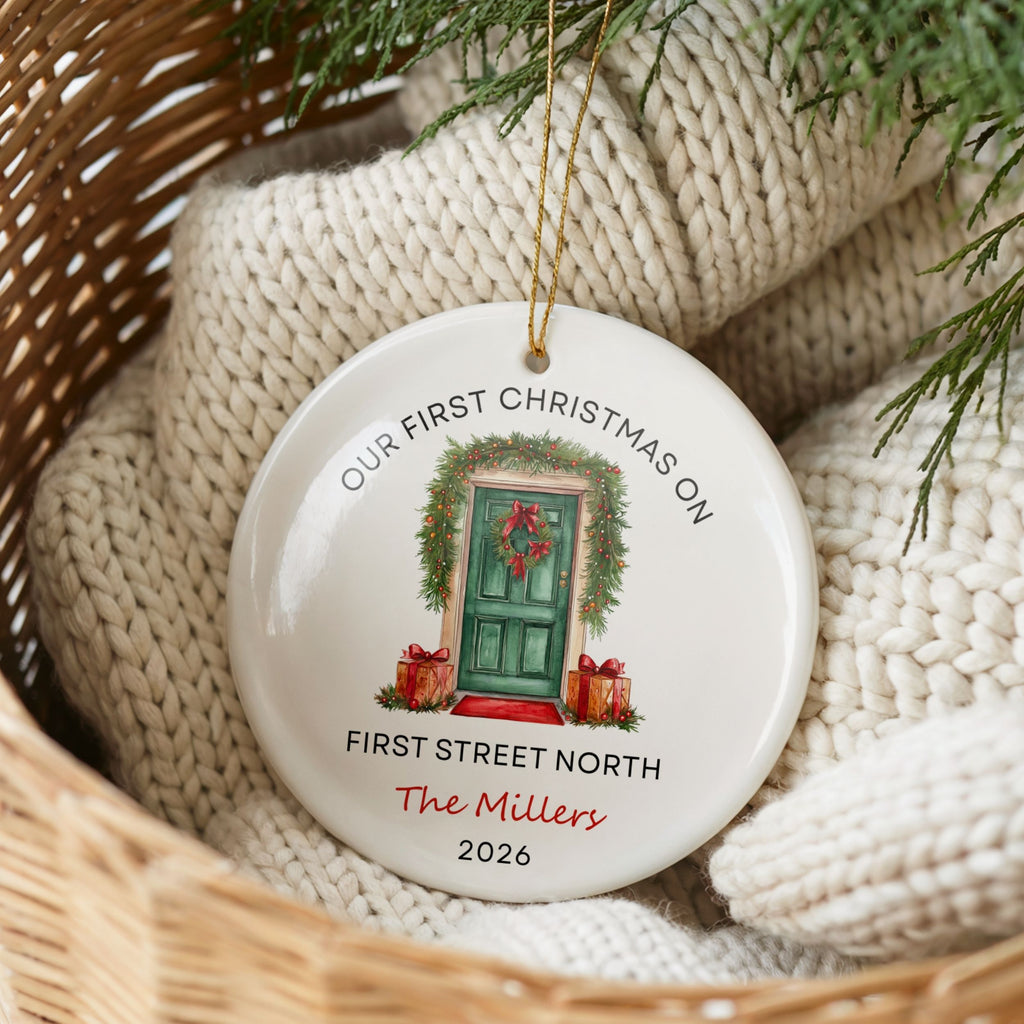New Home Ornament, Personalized Address First Christmas Keepsake