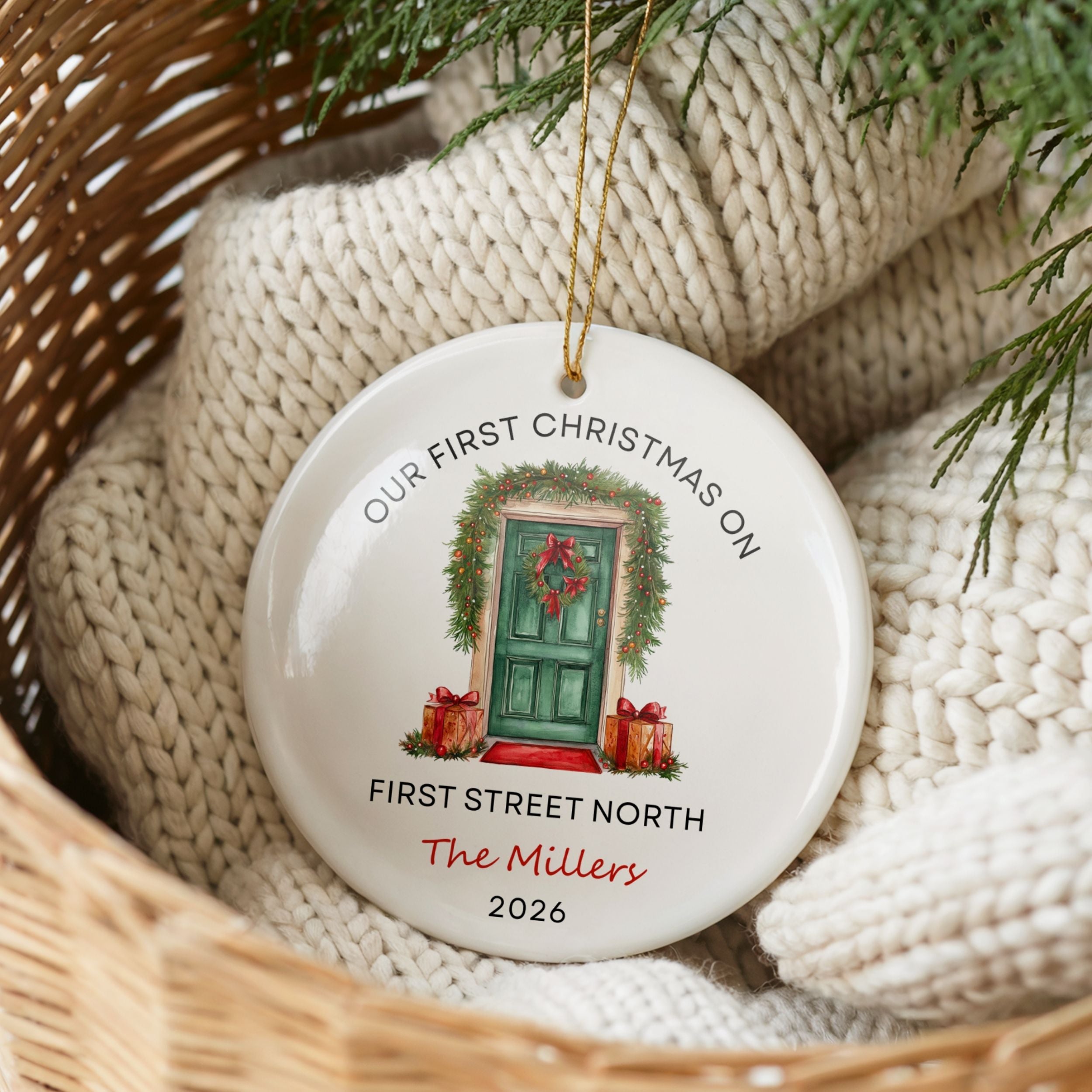 New Home Ornament, Personalized Address First Christmas Keepsake
