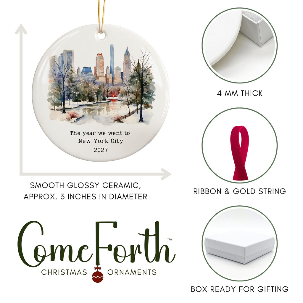 New York City Christmas Ornament, Personalized NYC Travel Souvenir