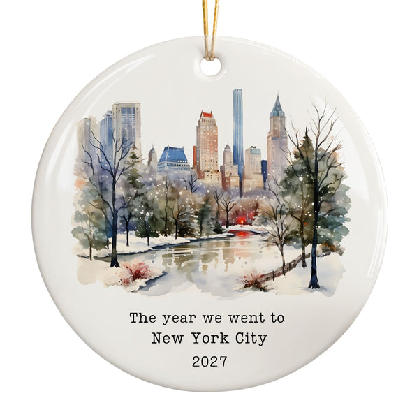 New York City Christmas Ornament, Personalized NYC Travel Souvenir