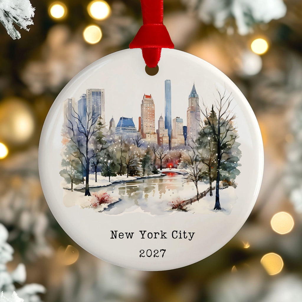 New York City Christmas Ornament, Personalized NYC Travel Souvenir