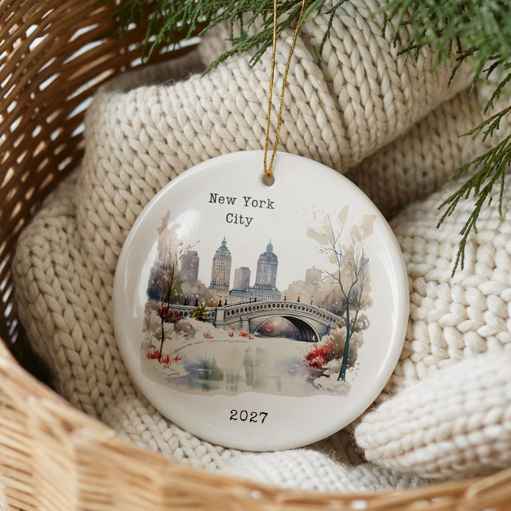 New York City Christmas Ornament, Personalized NYC Travel Souvenir