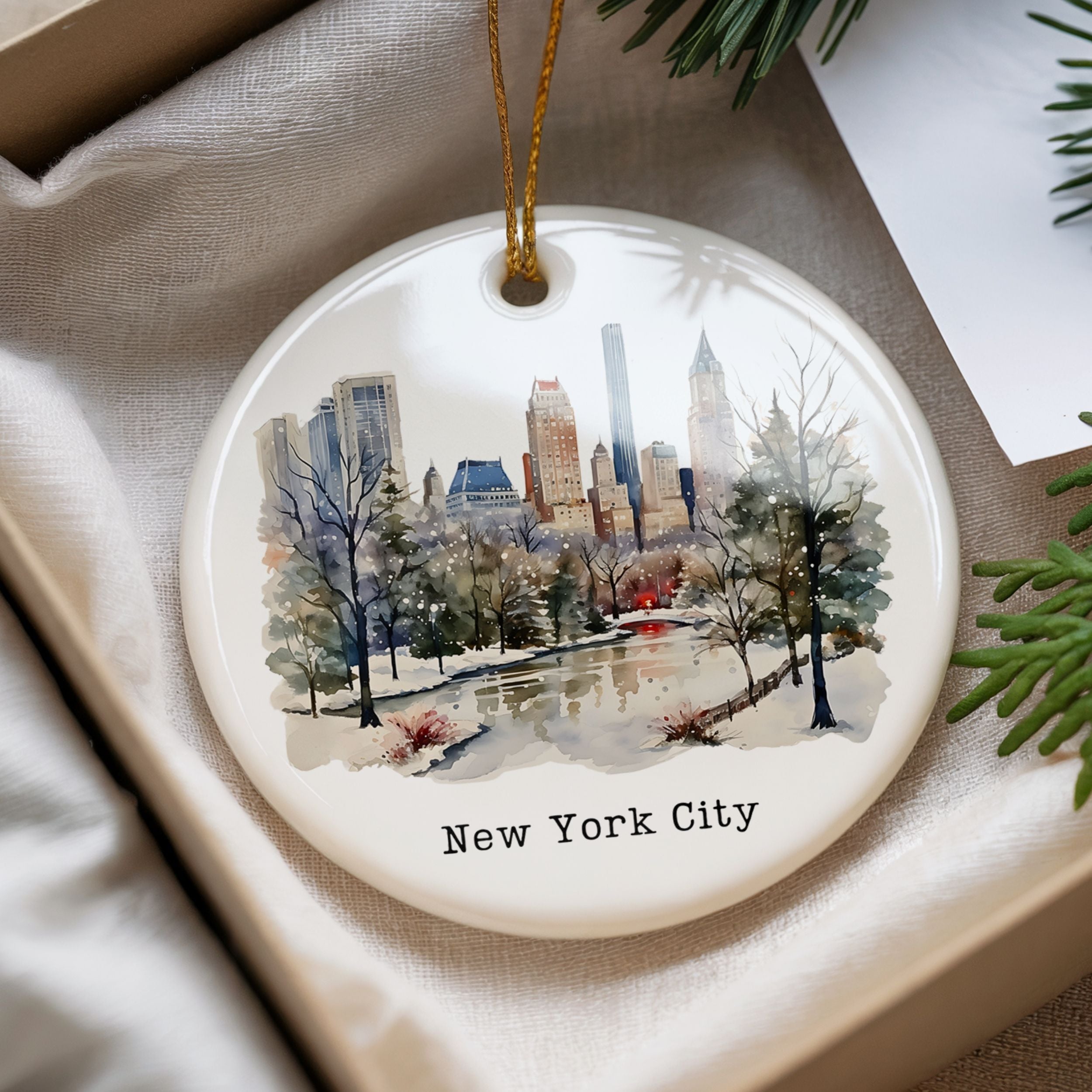 New York City Christmas Ornament, Central Park Souvenir Gift, Wholesale Case of 4
