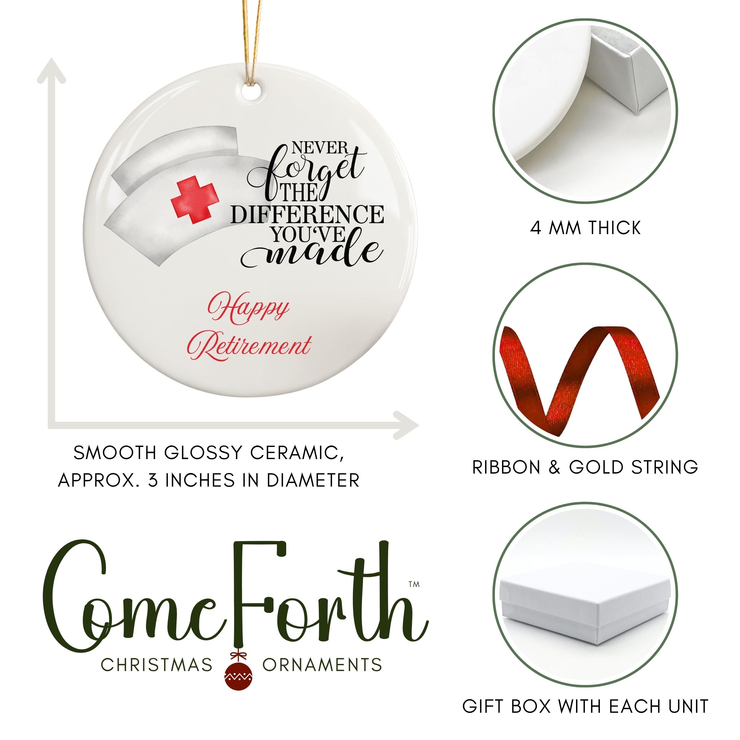 Nurse Retirement Gifts, RN Retired Ornament, Wholesale Case of 4