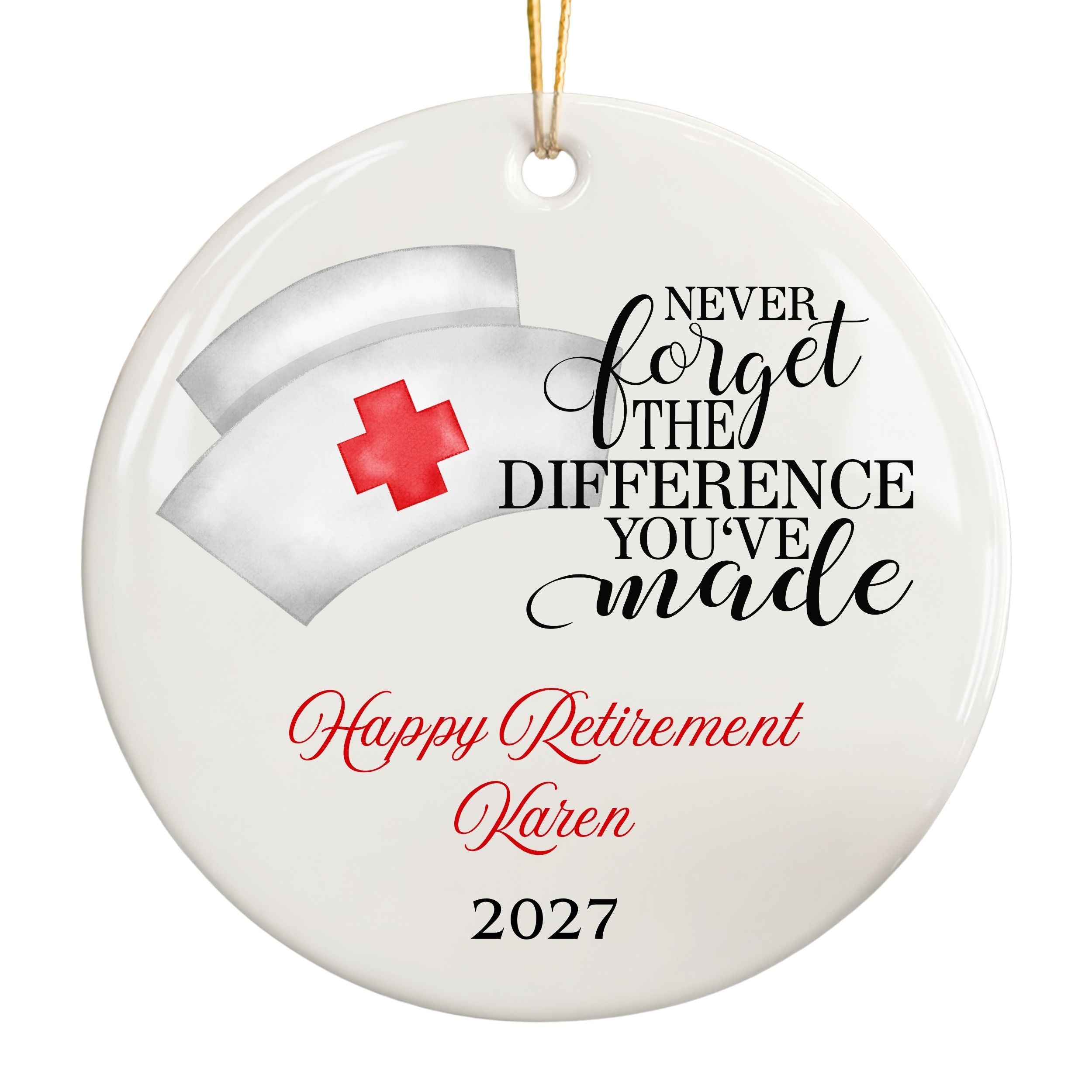 Nurse Retirement Ornament, Personalized Retired RN Gift