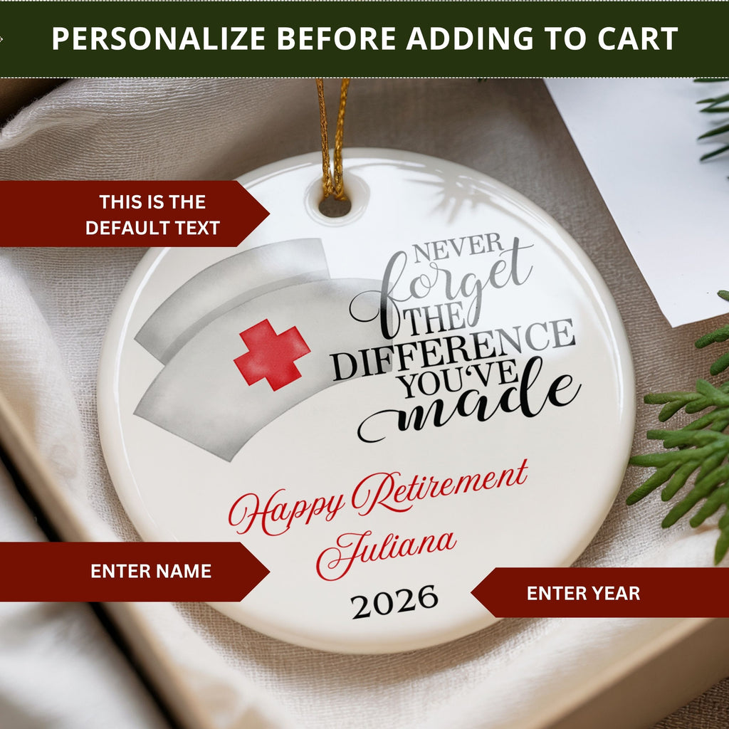 Nurse Retirement Ornament, Personalized Retired RN Gift