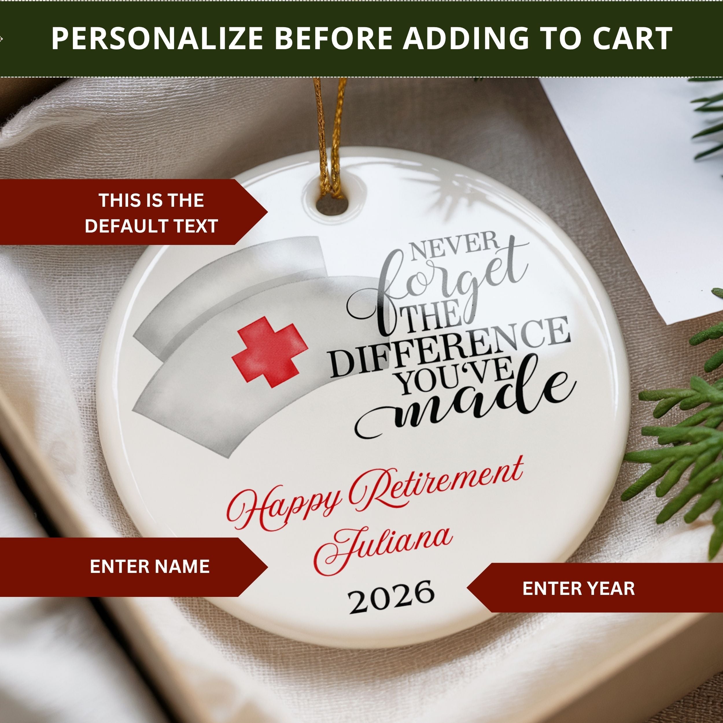 Nurse Retirement Ornament, Personalized Retired RN Gift