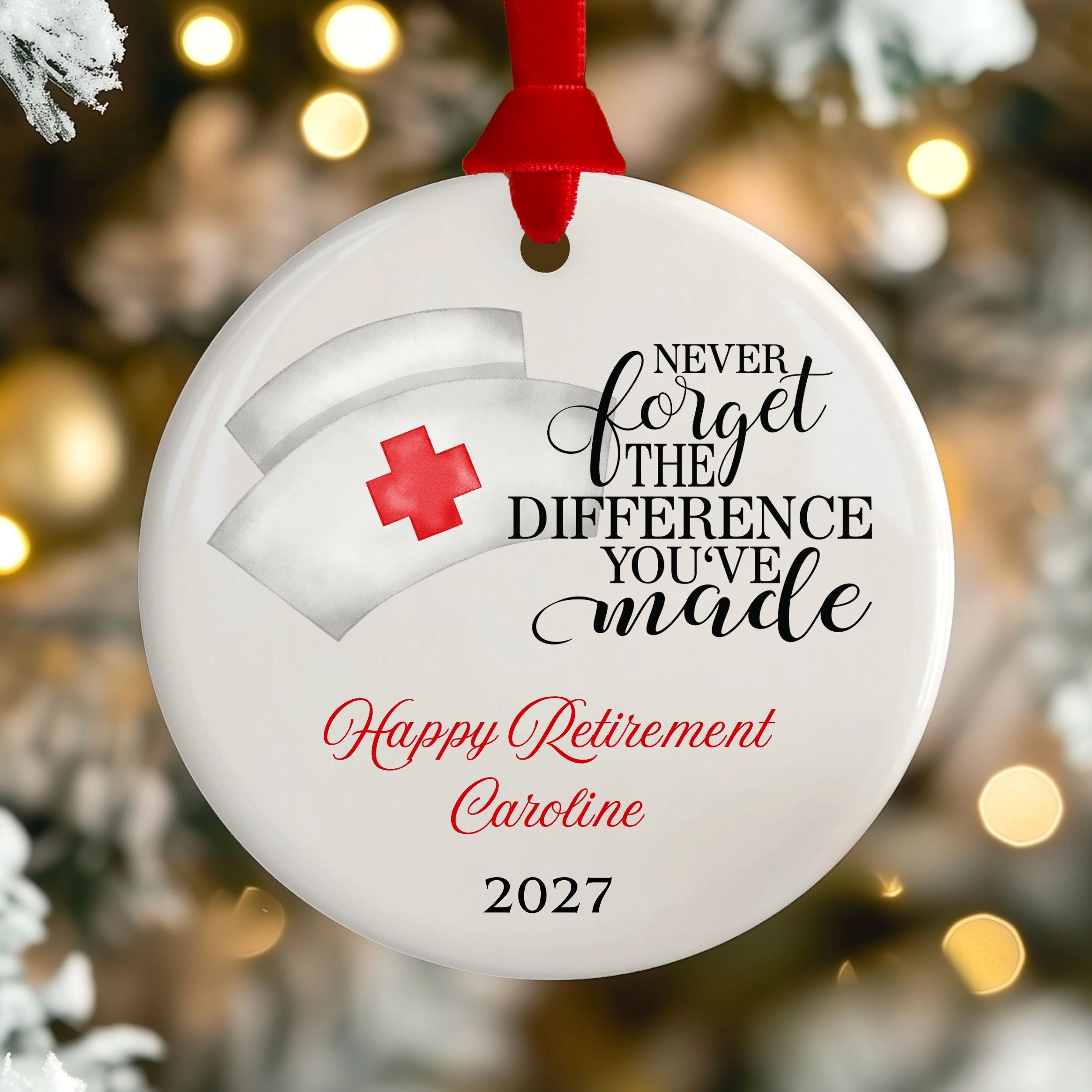 Nurse Retirement Ornament, Personalized Retired RN Gift
