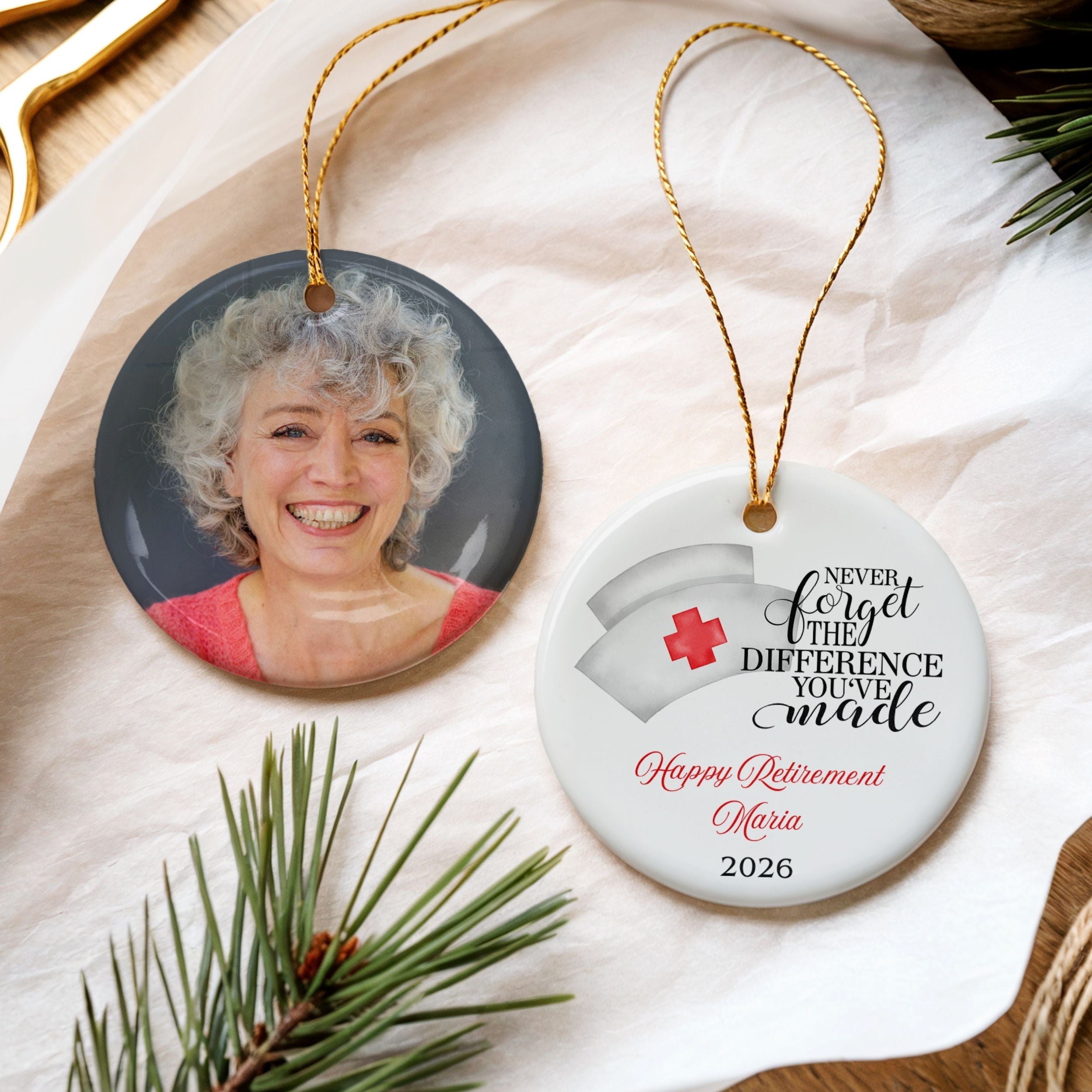 Nurse Retirement Ornament, Personalized Retired RN Gift